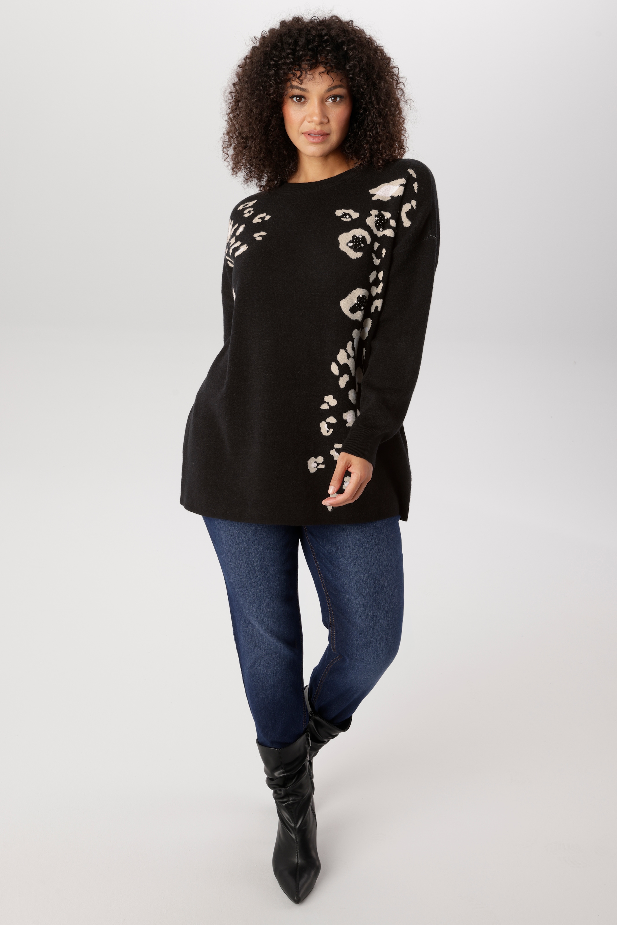 Aniston PLUS Pull en tricot avec détails animaux et perles