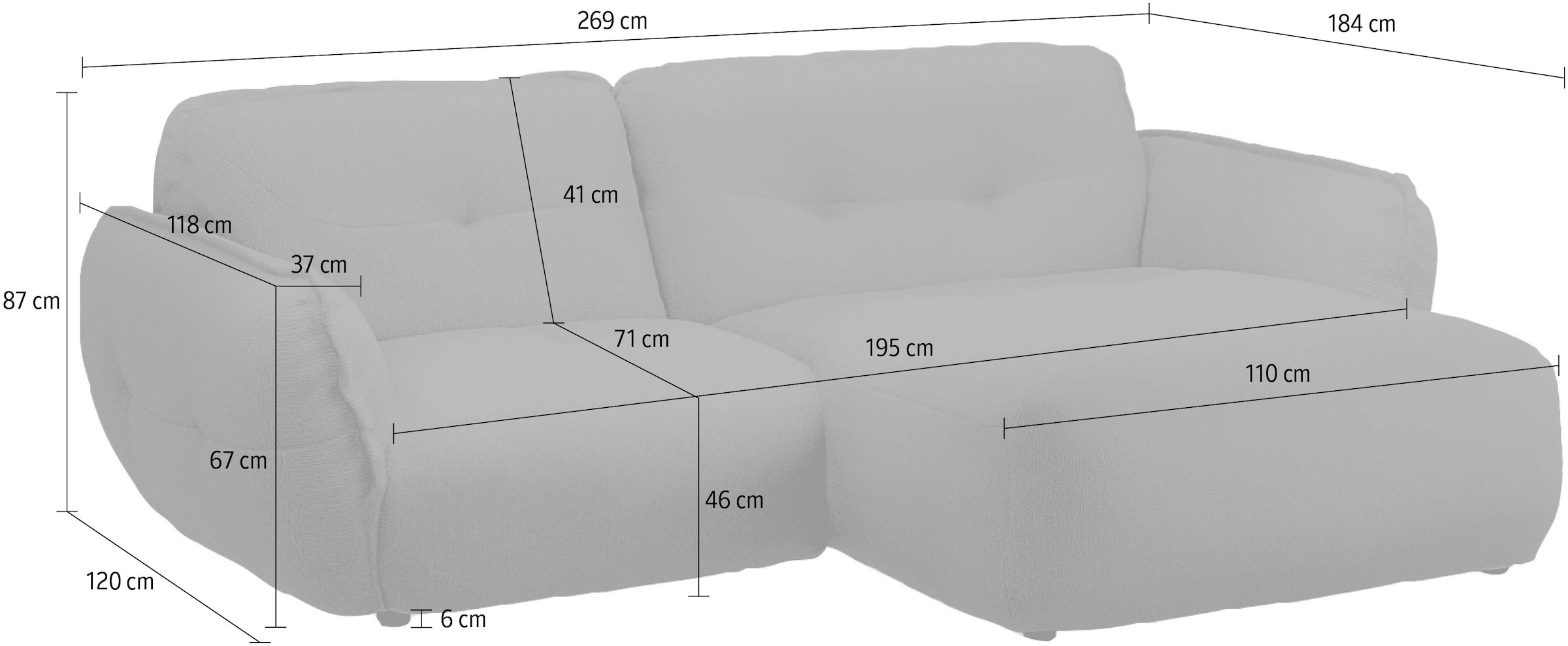 BETYPE Ecksofa »Be Fluffy« Softes Sitzgefühl, moderne Kedernaht, hochwertiger Bezug