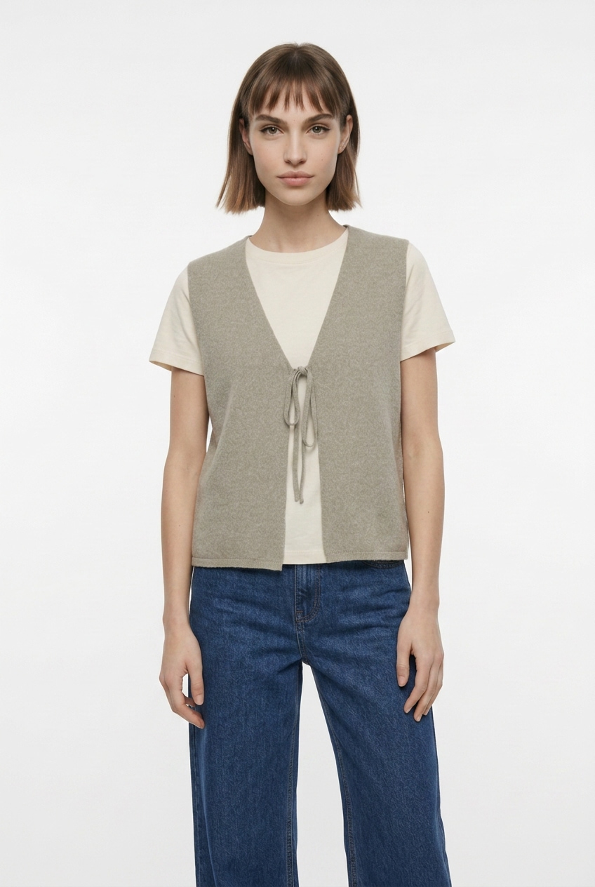 pieces Strickweste »PCBREE SL TIE KNIT VEST NOOS BC« mit Bindeband