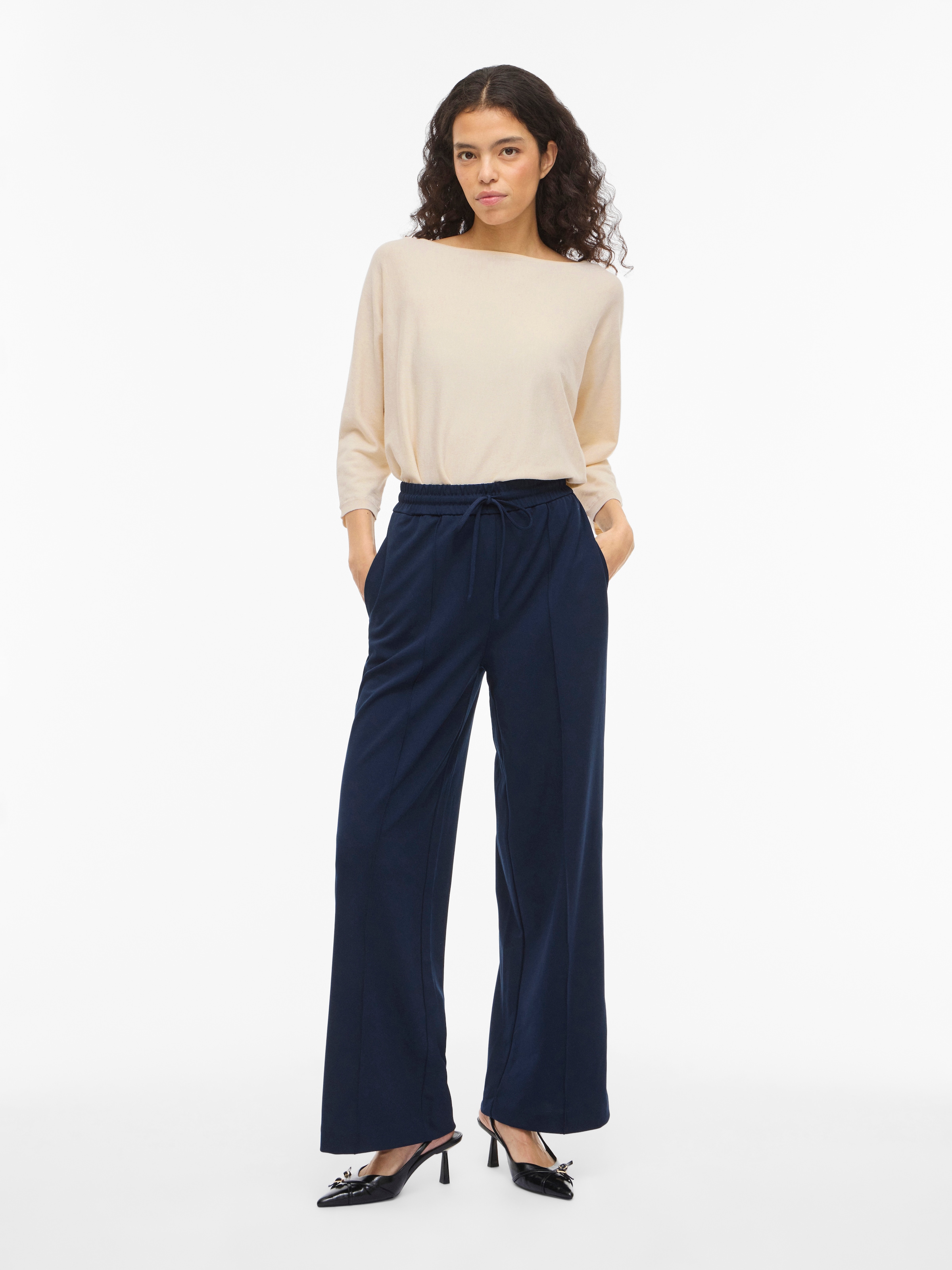 Vila Pull à manches 3/4 »VIMALU BOATNECK 3/4 SLEEVE KNIT TOP-NOOS« Materialmix, loose fit