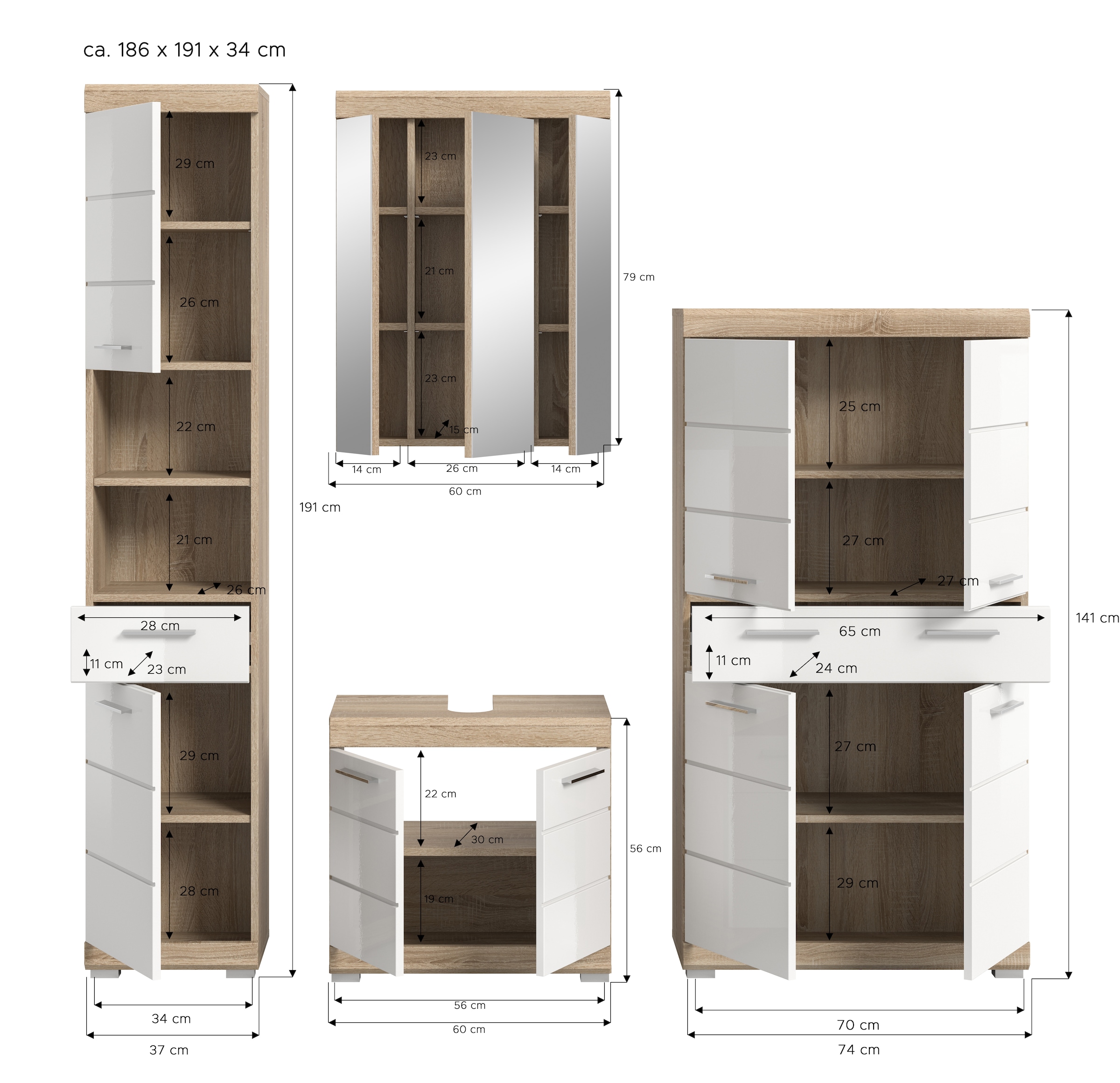 INOSIGN Badmöbel-Set »Siena, 4 teilig, bestehend aus:« Set, TOPSELLER!, 4 Stk. tlg.