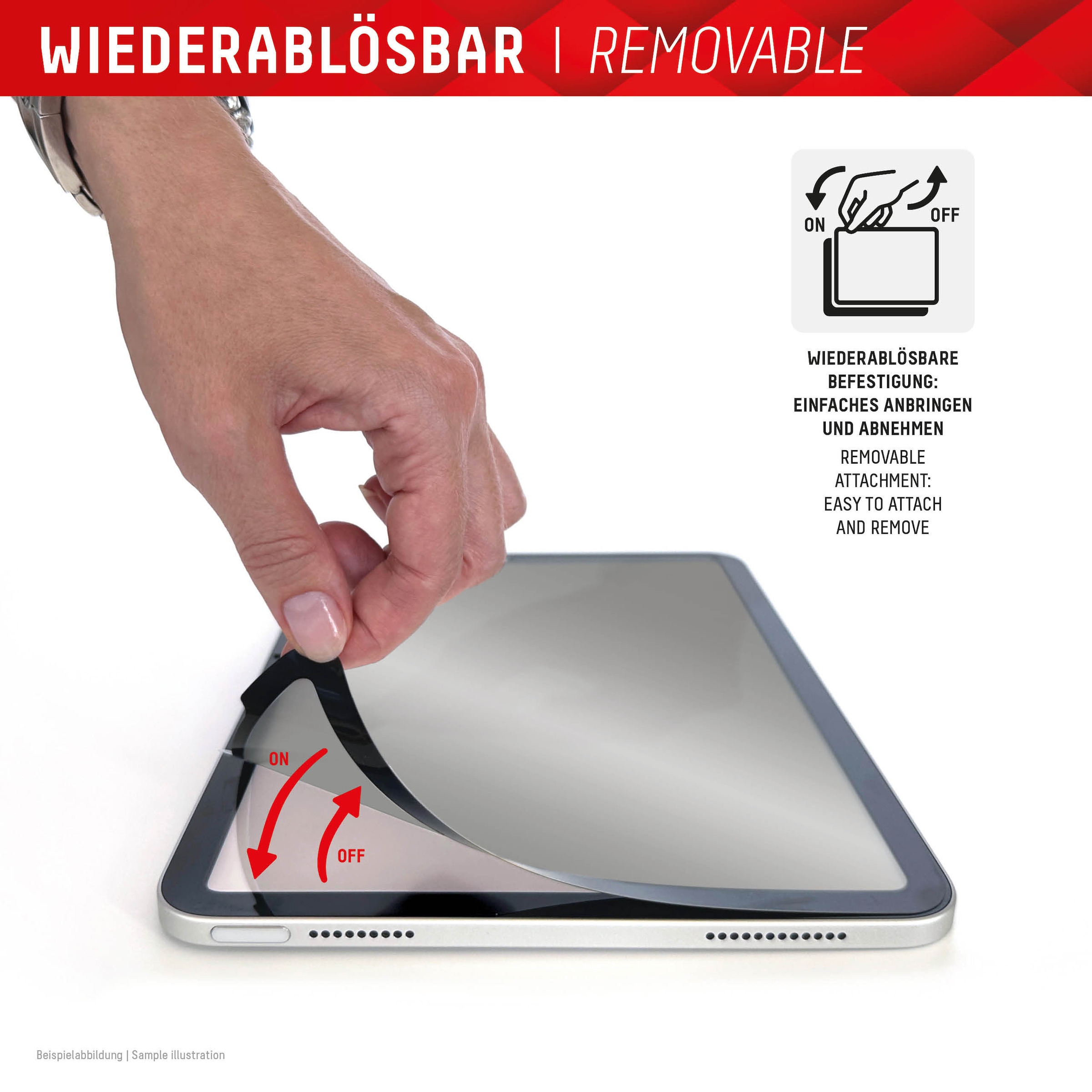 Displex Film de protection d'écran »Tablet Privacy Safe« für Apple iPad Pro 11" (2024/2025) Blickschutzfolie, Schutzfolie, Bildschirmschutz, kratz- & stossfest