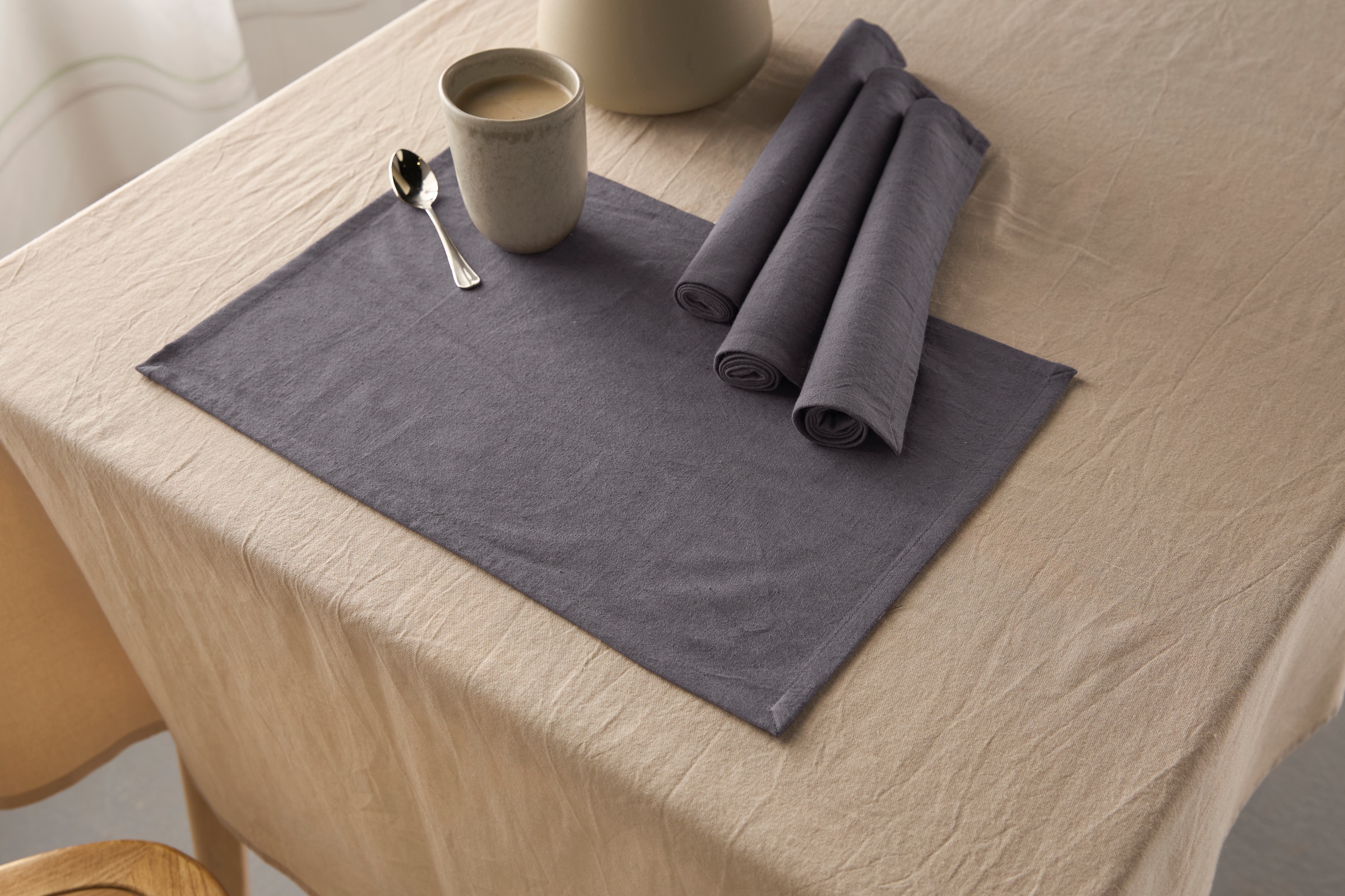 LeGer Home by Lena Gercke Set de table »Liaa« Baumwollqualität mit Leinenanteil, schöne Haptik, Deko, Masse 30x40 cm