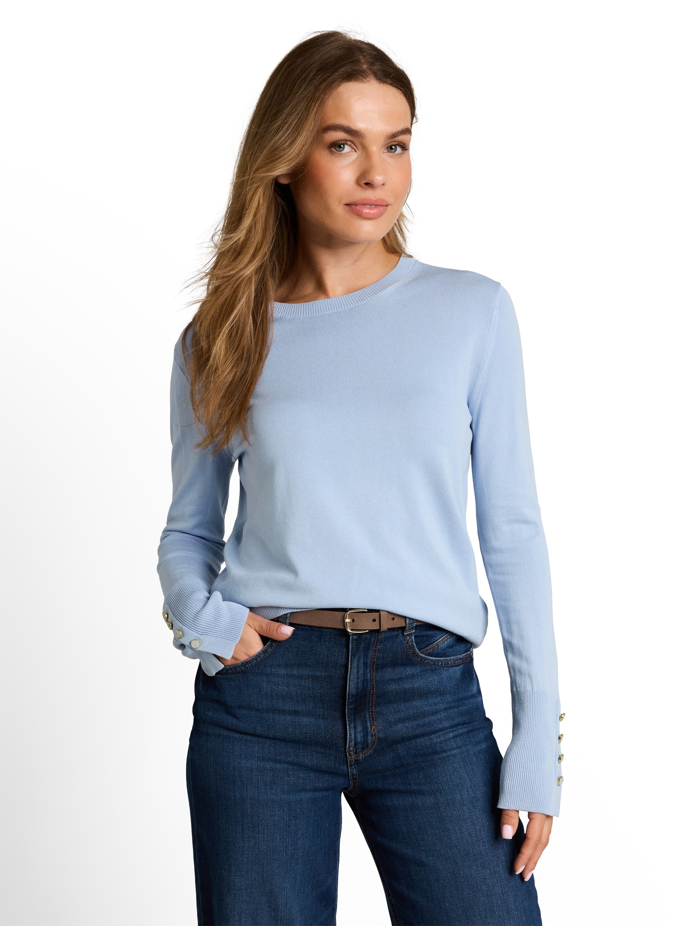 TOM TAILOR Pull en tricot »Regular« Dekorative Knopfdetails an den Ärmelbündchen / Viskose