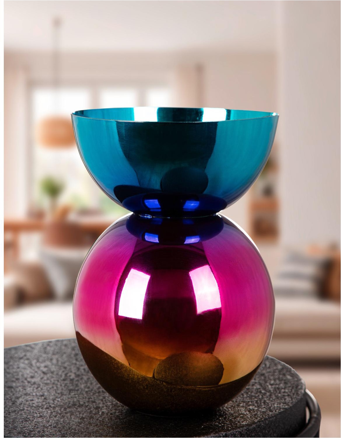 GILDE Tischvase »Vase, rund, "Rainbow", Eisen, mehrfarbig« Vase Rainbow Dekovase modern Trend Hingucker Geschenkidee