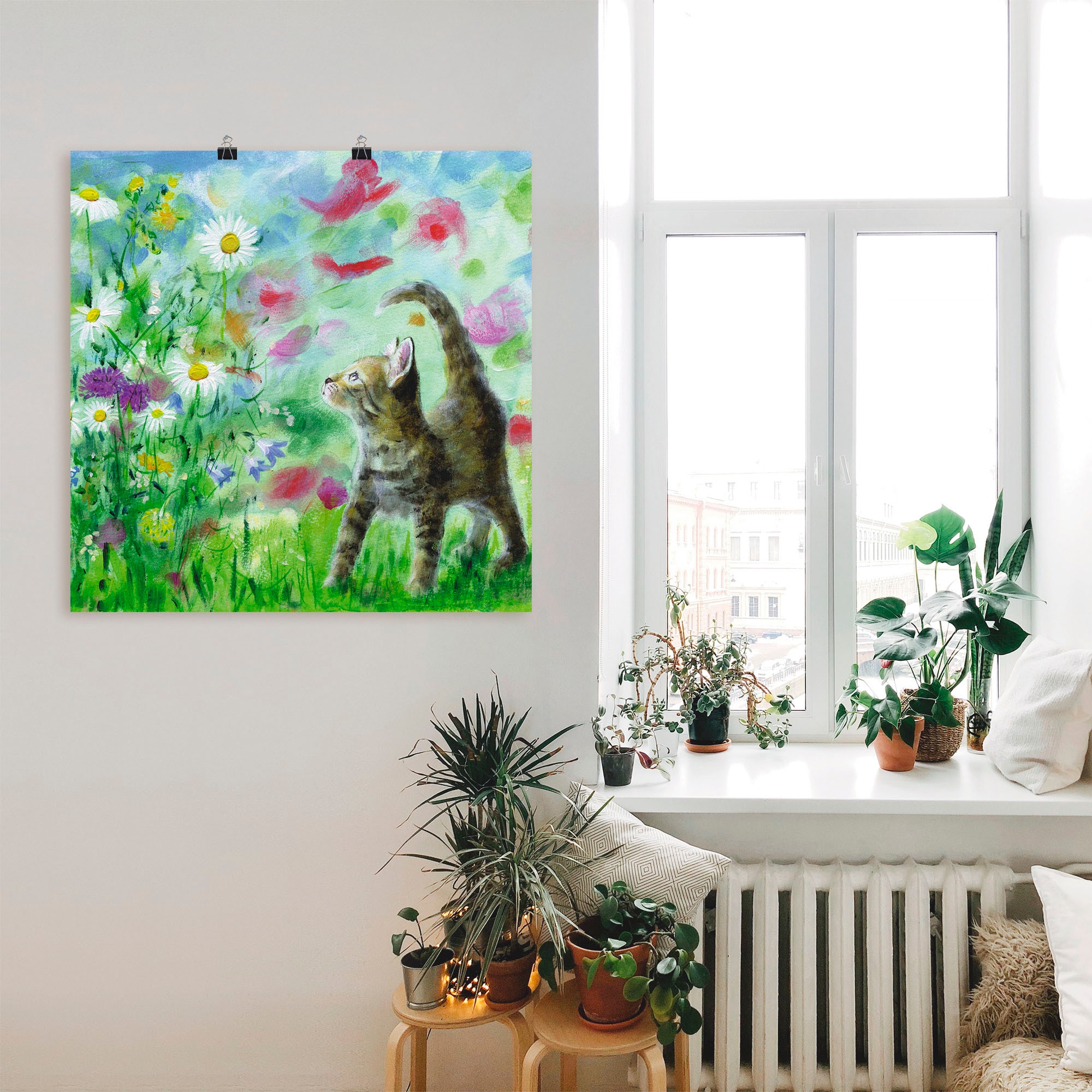 Artland »Sommerwiese mit Kätzchen« Haustiere 1 Stk. tlg. als Leinwandbild, Poster in verschied. Grössen