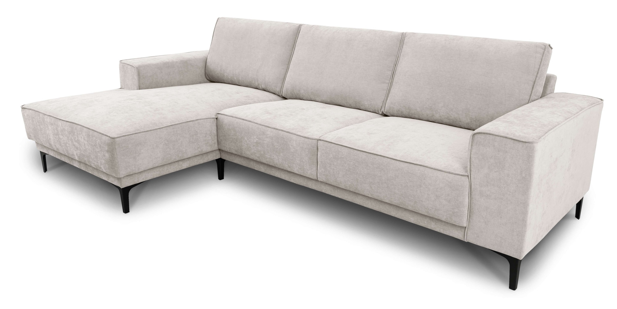 PLACES OF STYLE Ecksofa »Polsterecke Oland, Struktur, Flachgewebe, Luxus-Microfaser, Boucle« L-Form, 280 cm, Wellenunterfederung, Skandi-Design, Metallfüsse