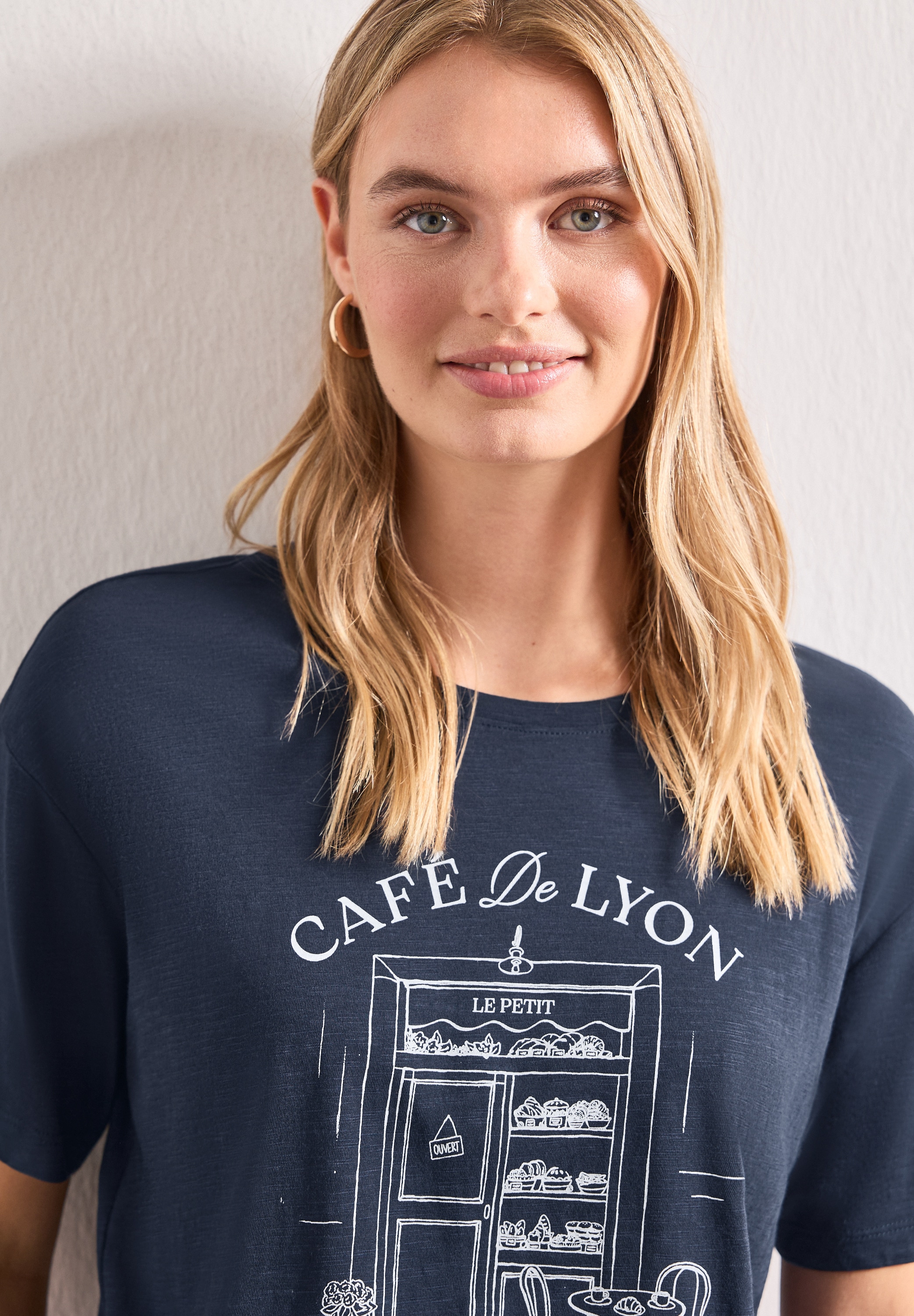 STREET ONE Shirt à col rond t-shirt d'été avec impression frontale