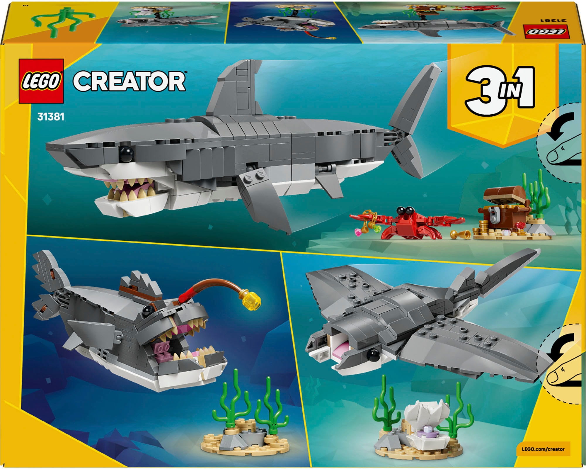 LEGO® Pions de construction »Wilder Hai mit Schatztruhe (31381), LEGO Creator« Made in Europe