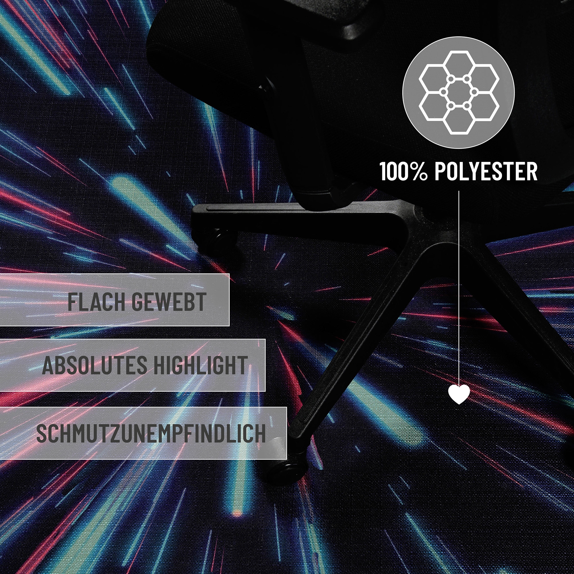 Wecon home Teppich »Neon Horizon« rechteckig 5 mm Höhe Gamer Teppich, gewebt, futuristisch, robust, Gaming Room, rutschfest