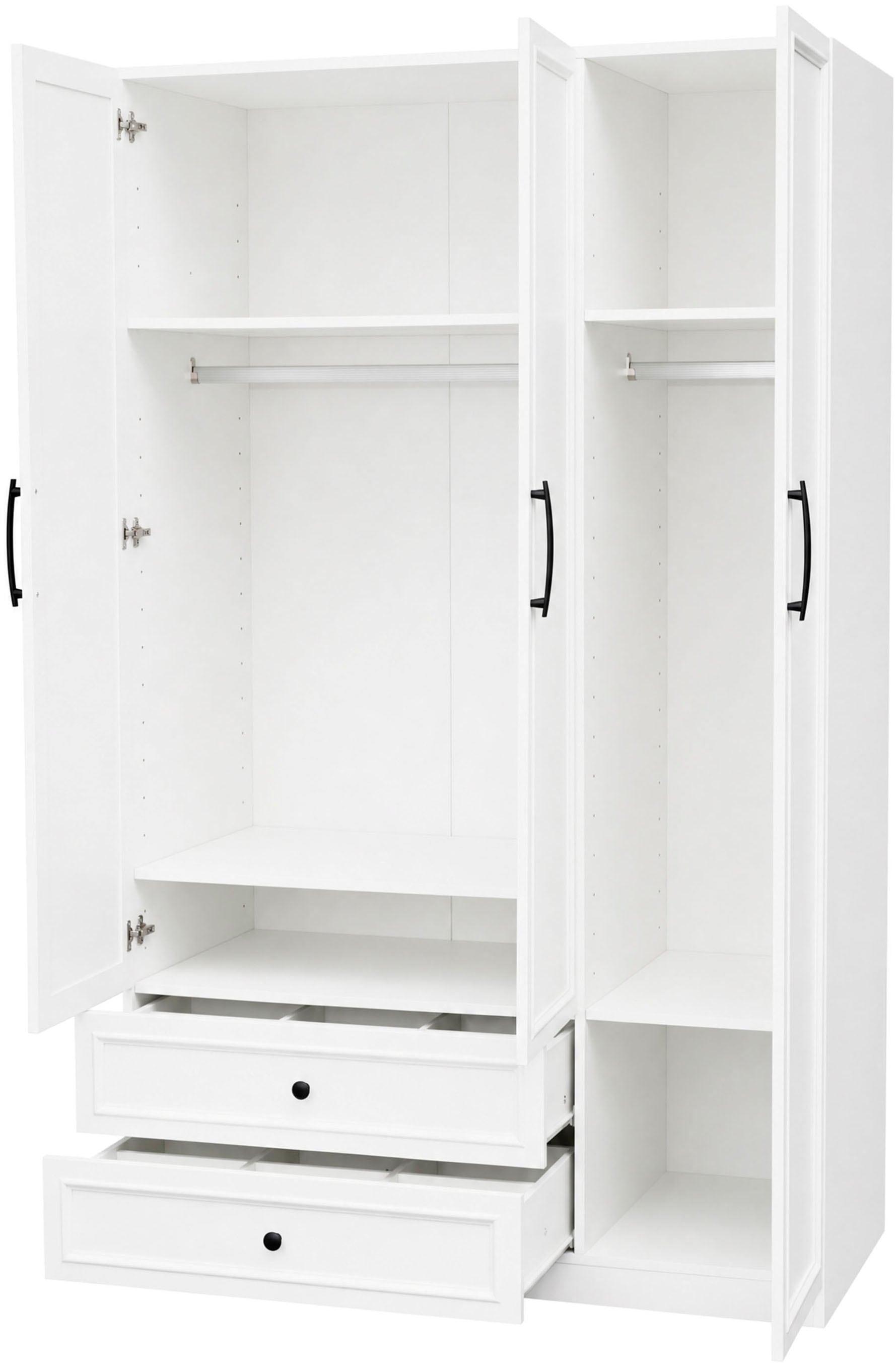 GOODproduct Kleiderschrank »Arrian 120 cm Weiss | 3-türiger Drehtürenschrank im Landhausstil« Zeitloses Landhausdesign trifft auf durchdachte Stauraumlösungen