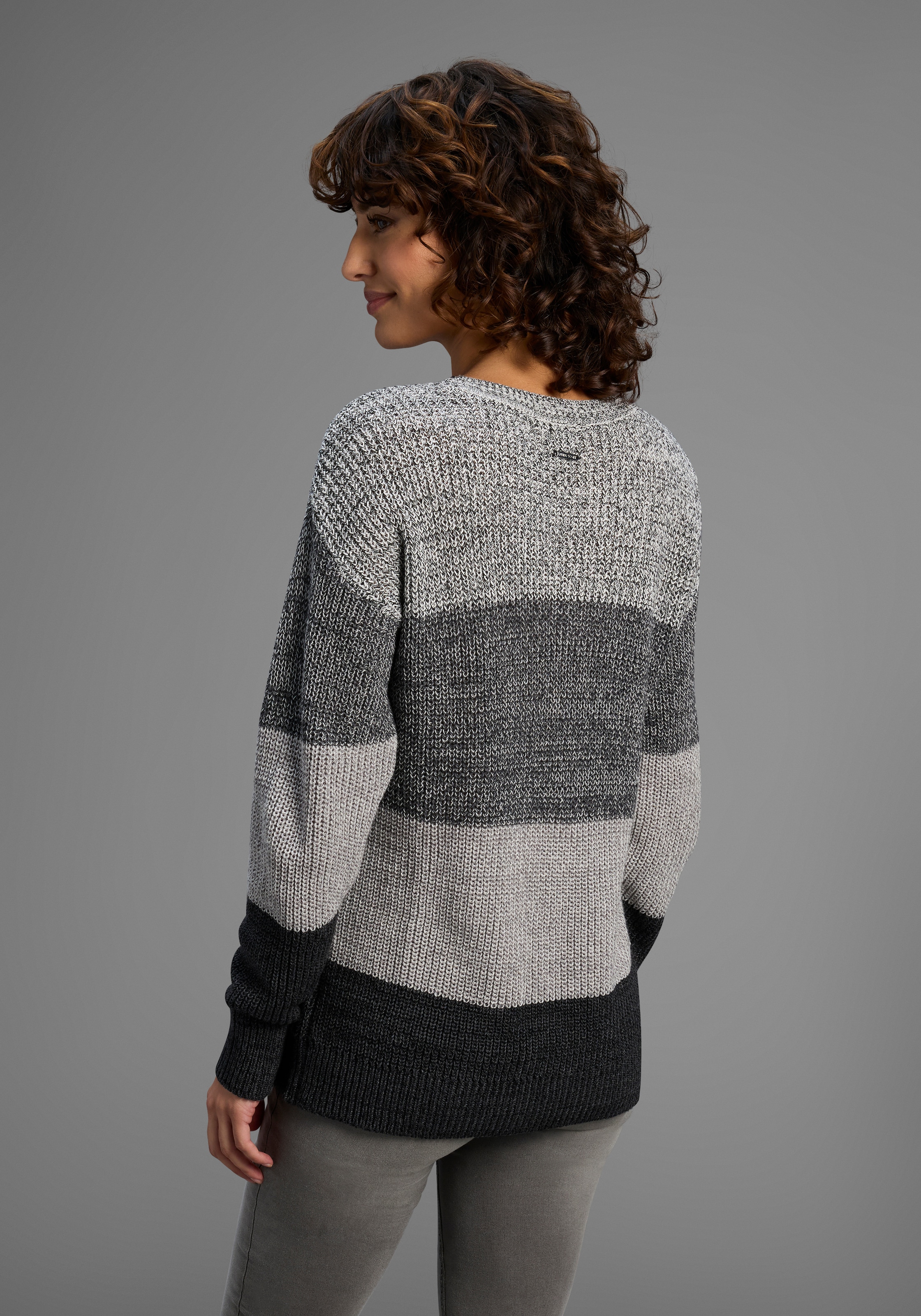 Laura Scott Pull à rayures Übergangspullover aus Baumwolle mit Melangeoptik - NEUE KOLLEKTION