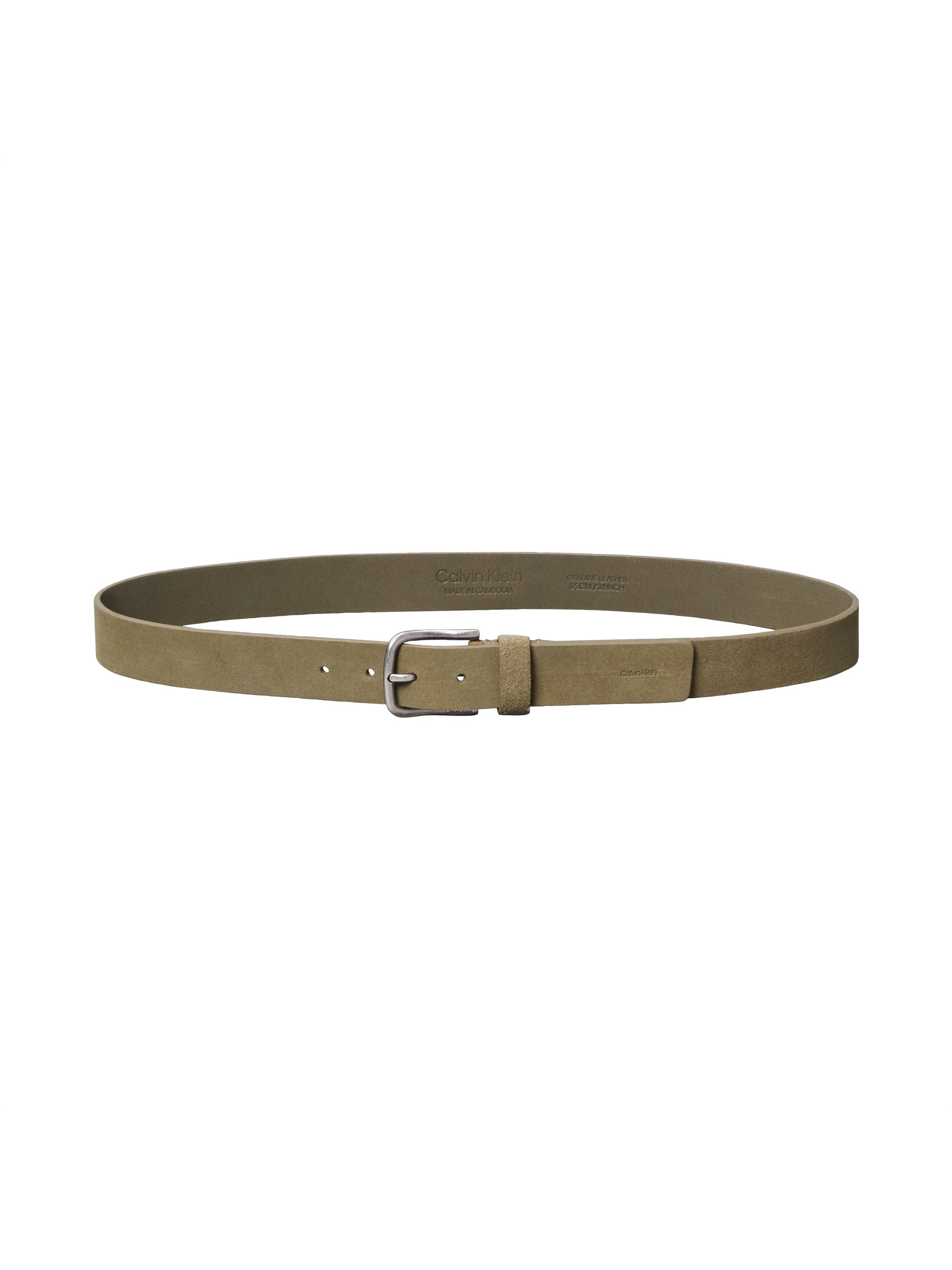 Calvin Klein Ceinture en cuir »ROUND BUCKLE SUEDE 35MM FIXED« Grössenverstellbar mit Metallschliesse