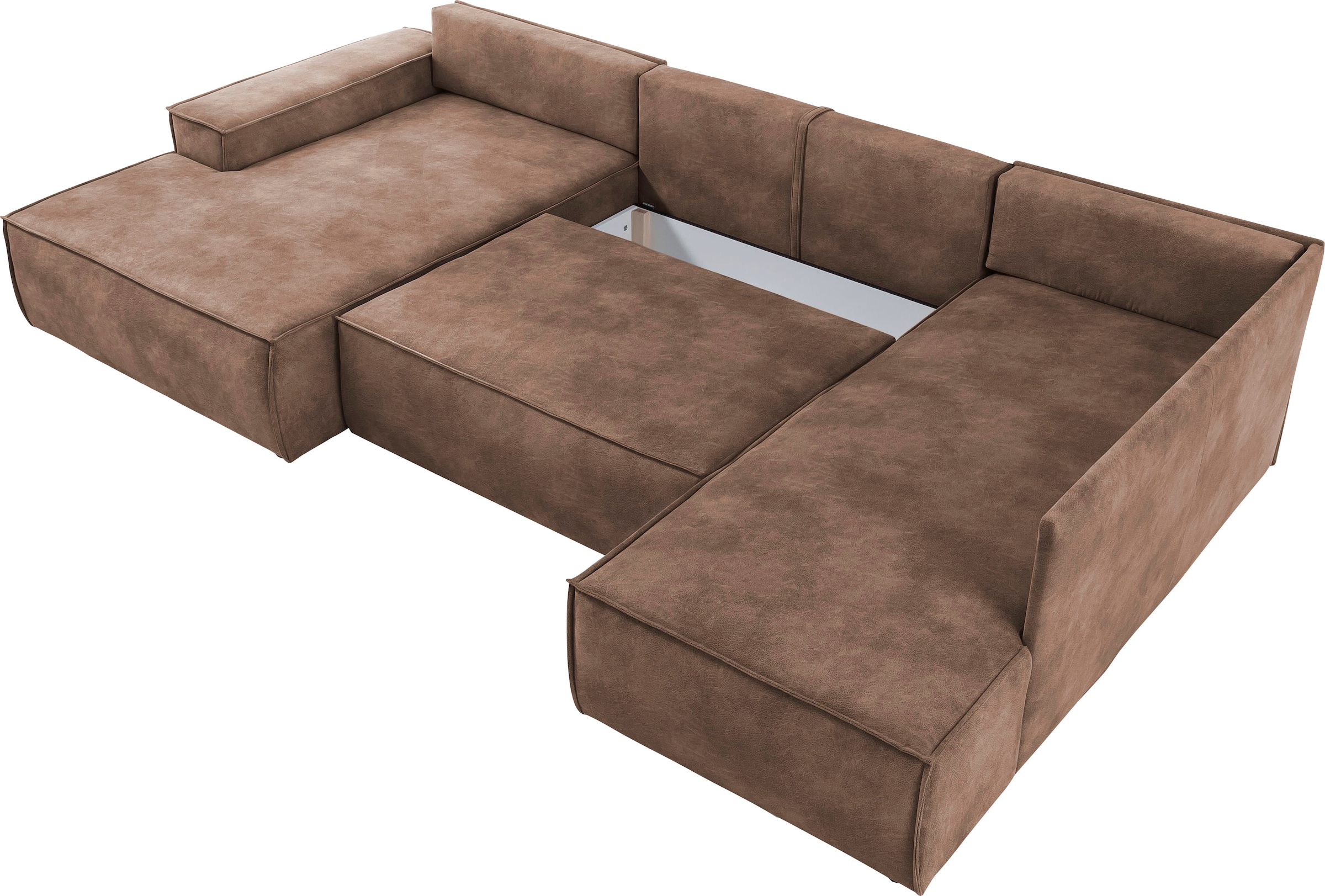 GOODproduct Paysage de salon »SHERWOOD Vintage Lederoptik U-Form, 329 cm« Fonction couchage avec coffre-lit (194x139 cm), velours côtelé, vintage, velours