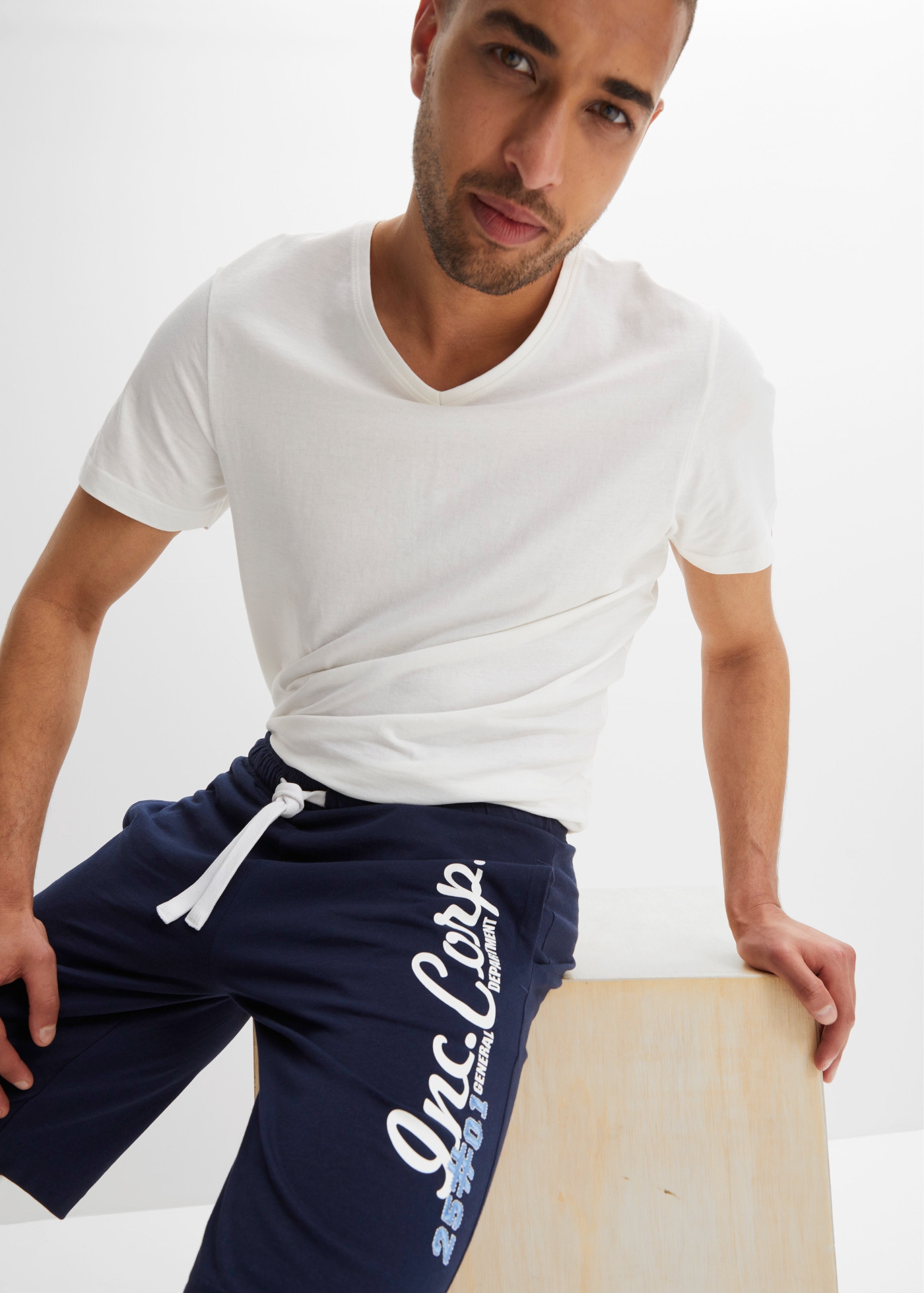 bonprix Bermuda  en coton, avec cordons contrastants, coupe régulière