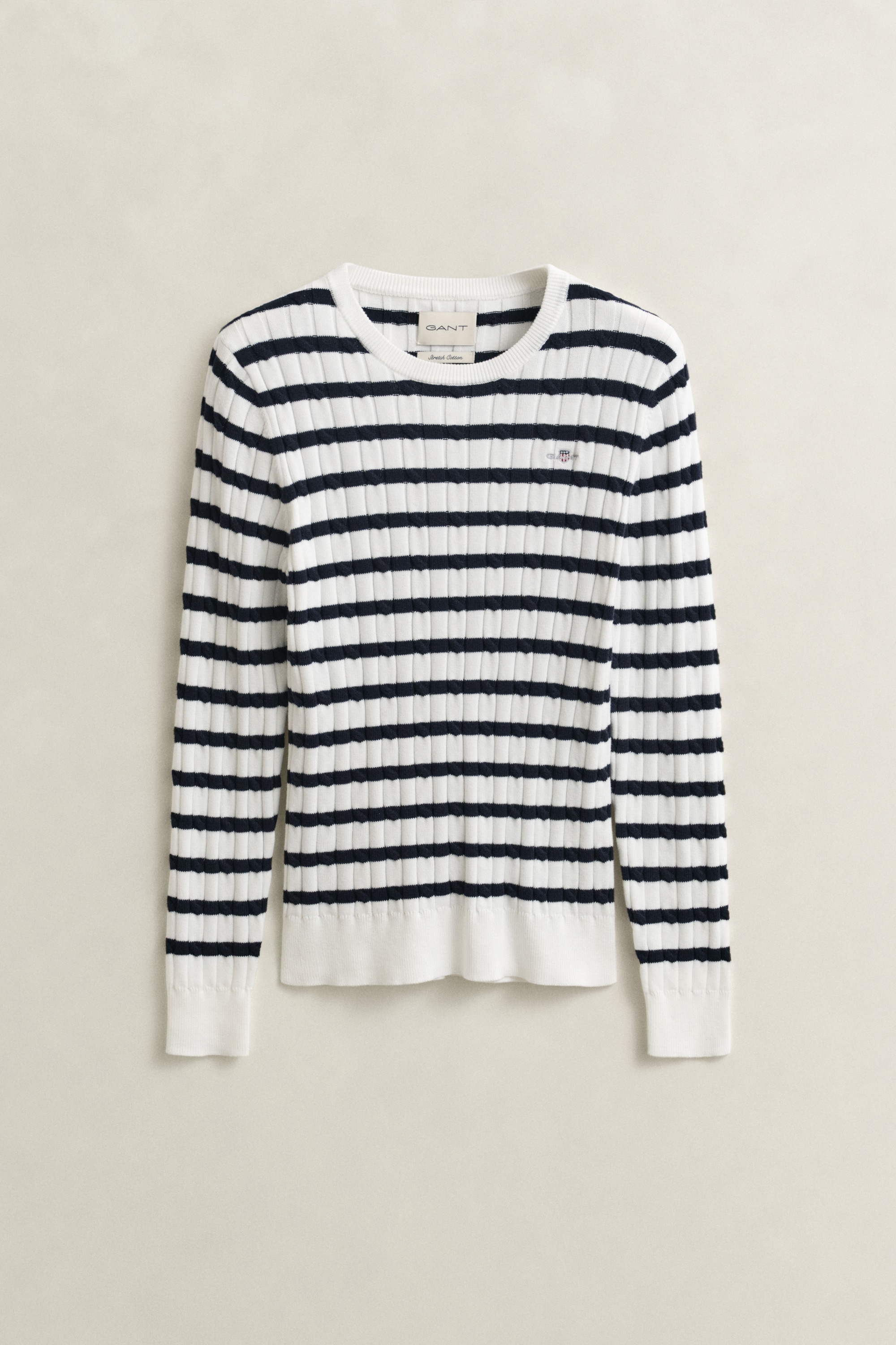 Gant Pull à col rond »STRETCH COTTON CABLE STRIPE C-NECK«