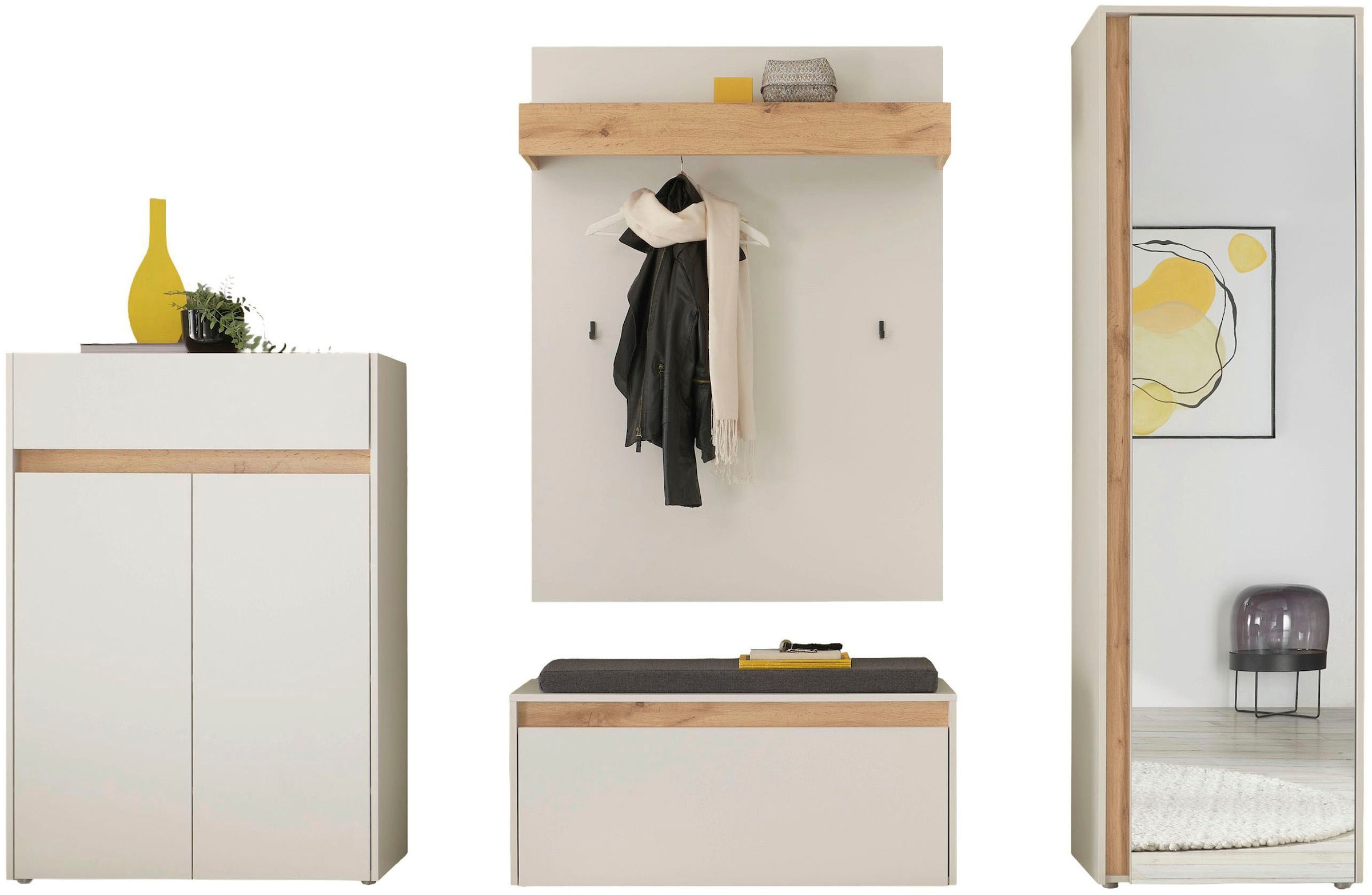 Home affaire Garderoben-Set »City/Giron, moderne Garderobe, viel Stauraum, ca. 24 Schuhe« Set, 4 Stk. tlg.