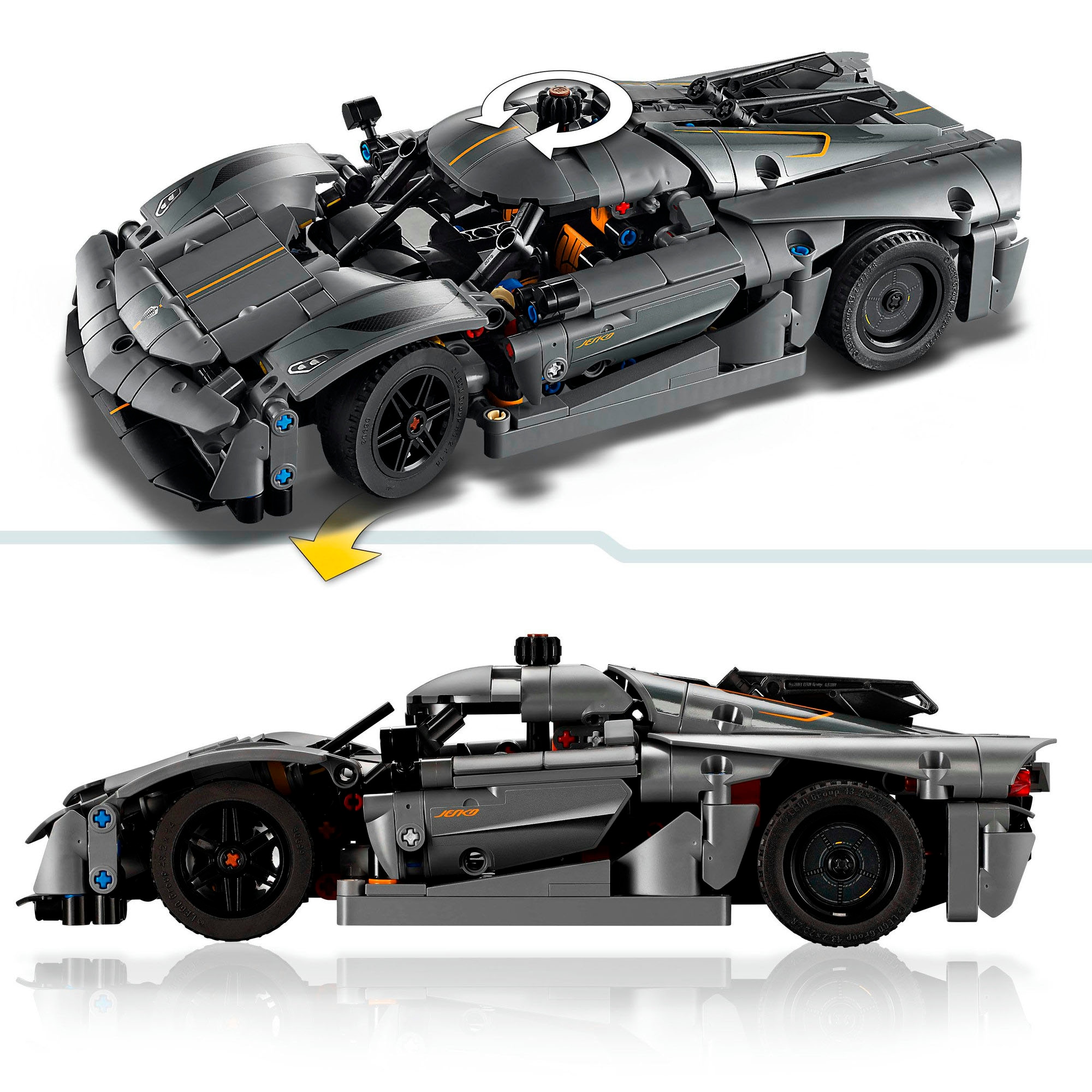 LEGO® Konstruktionsspielsteine »Koenigsegg Jesko Absolut Supersportwagen in Grau (42173), LEGO Technic« Made in Europe