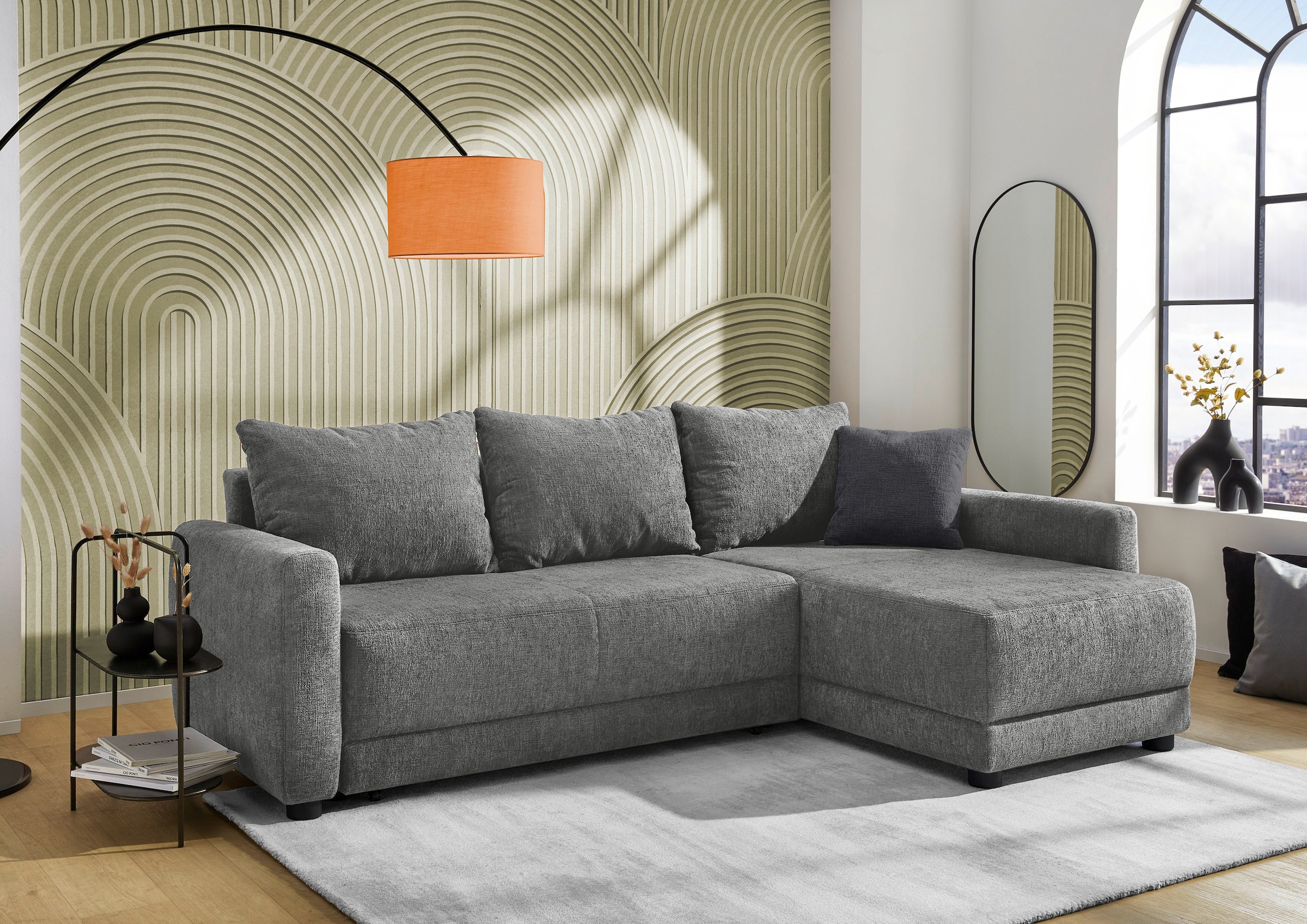 Jockenhöfer Gruppe Ecksofa »Venezia L-Form, B: 234 cm« mit Schlaffunktion, Bettkasten & Zierkissen