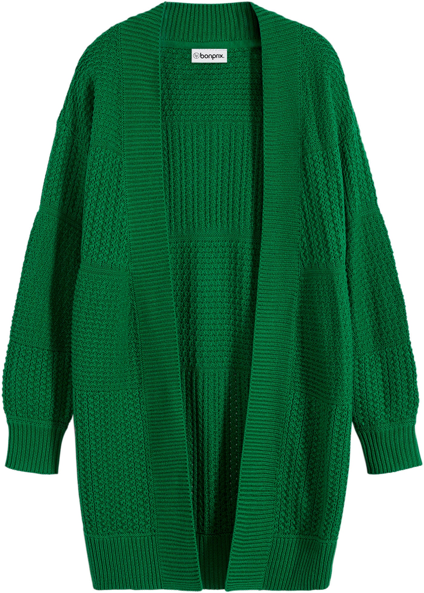 bonprix Cardigan long »Longstrickjacke« lockere Passform, mit Strickmuster, casual Stil