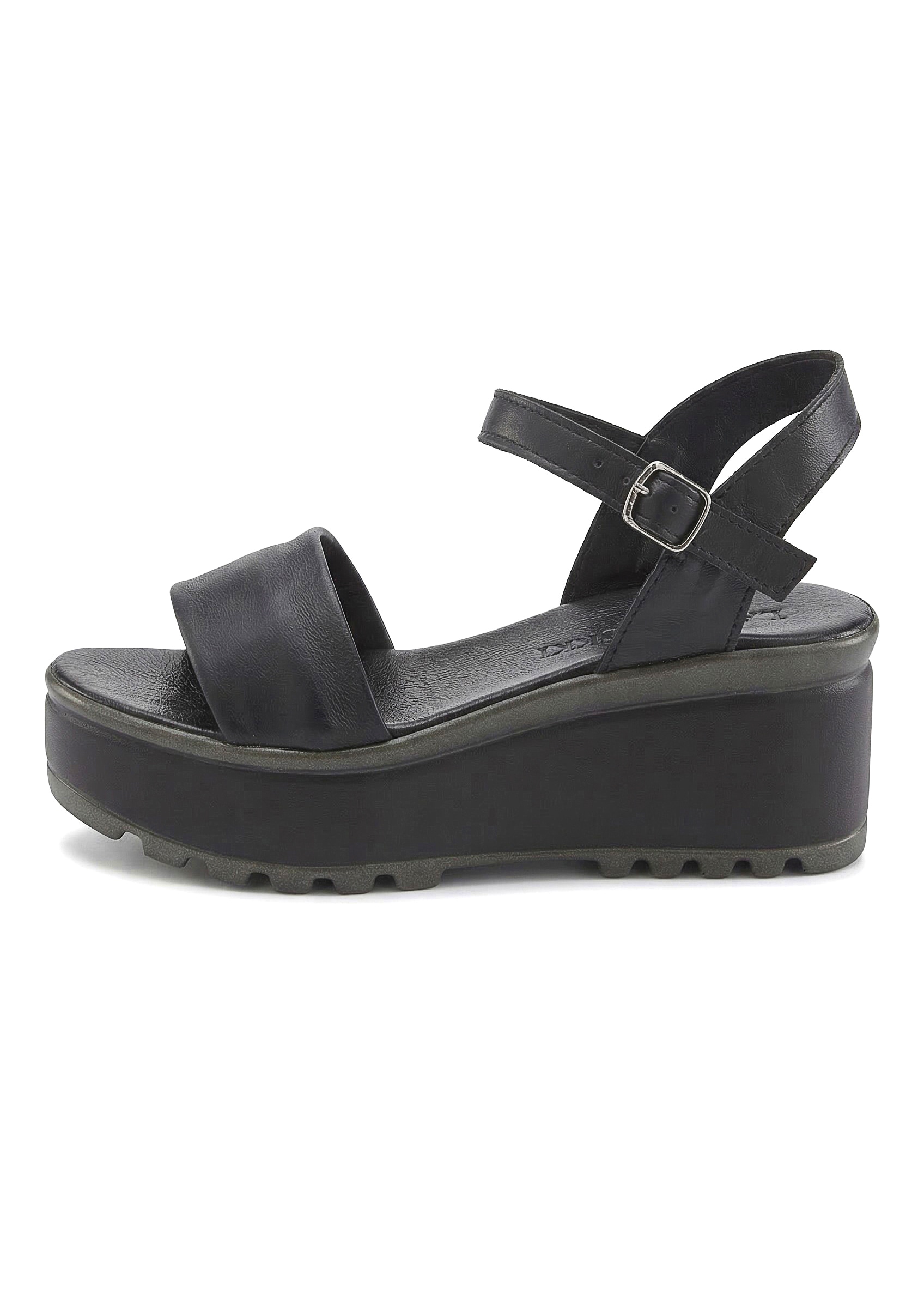 LASCANA Sandales »Riemchensandalette, Sandale, Sommerschuh, offener Schuh,«  NOUVEAU en cuir avec talon compensé