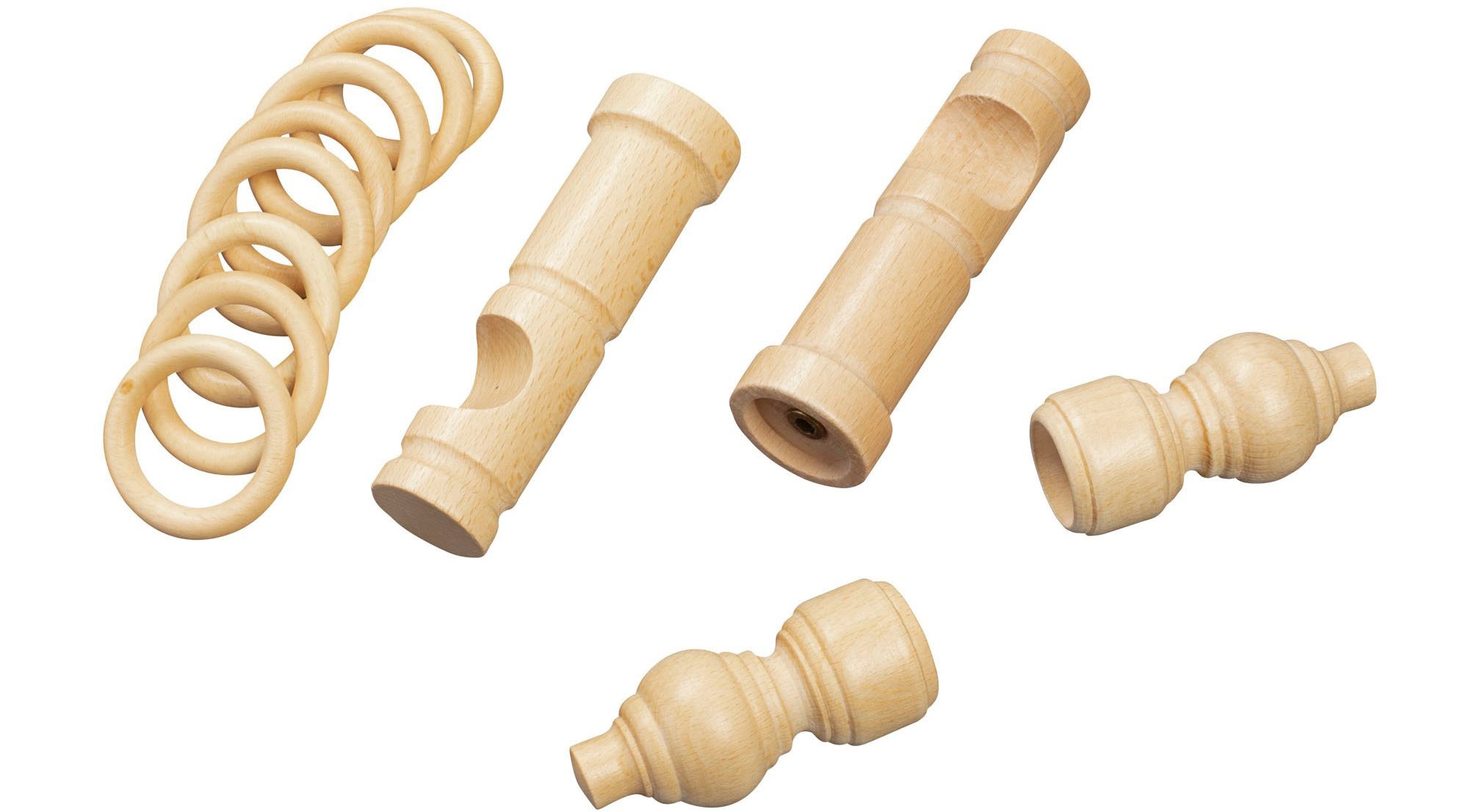 SN DECO GROUP Tringle à rideaux »Filigrano« 1 course-läufig Dimension fixe 28 mm, bois, différentes longueurs et couleurs, ensemble complet