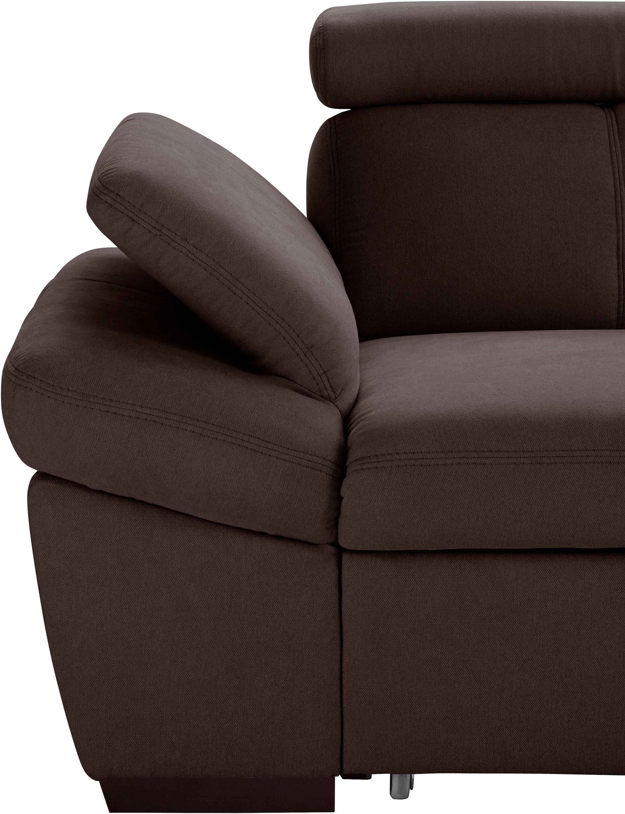 exxpo - sofa fashion Canapé d'angle »Salerno, inkl. Arm-& Kopfteilverstellung, bequem, Breite 280cm, L-Form« wahlweise mit Bettfunktion und Bettkasten, tolle Detailverarbeitung