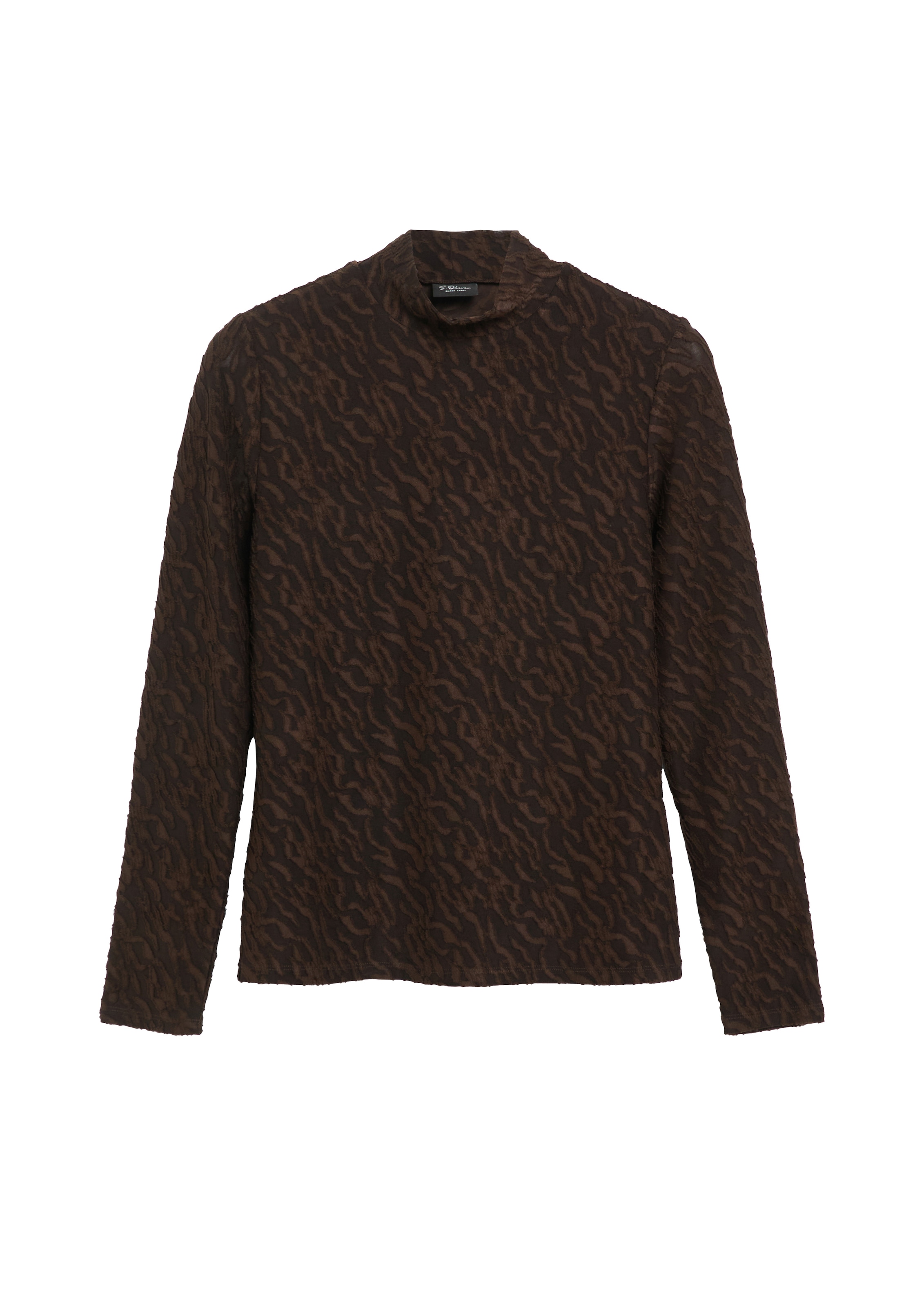s.Oliver BLACK LABEL T-shirt à manches longues mit Struktur-Muster und Stehkragen