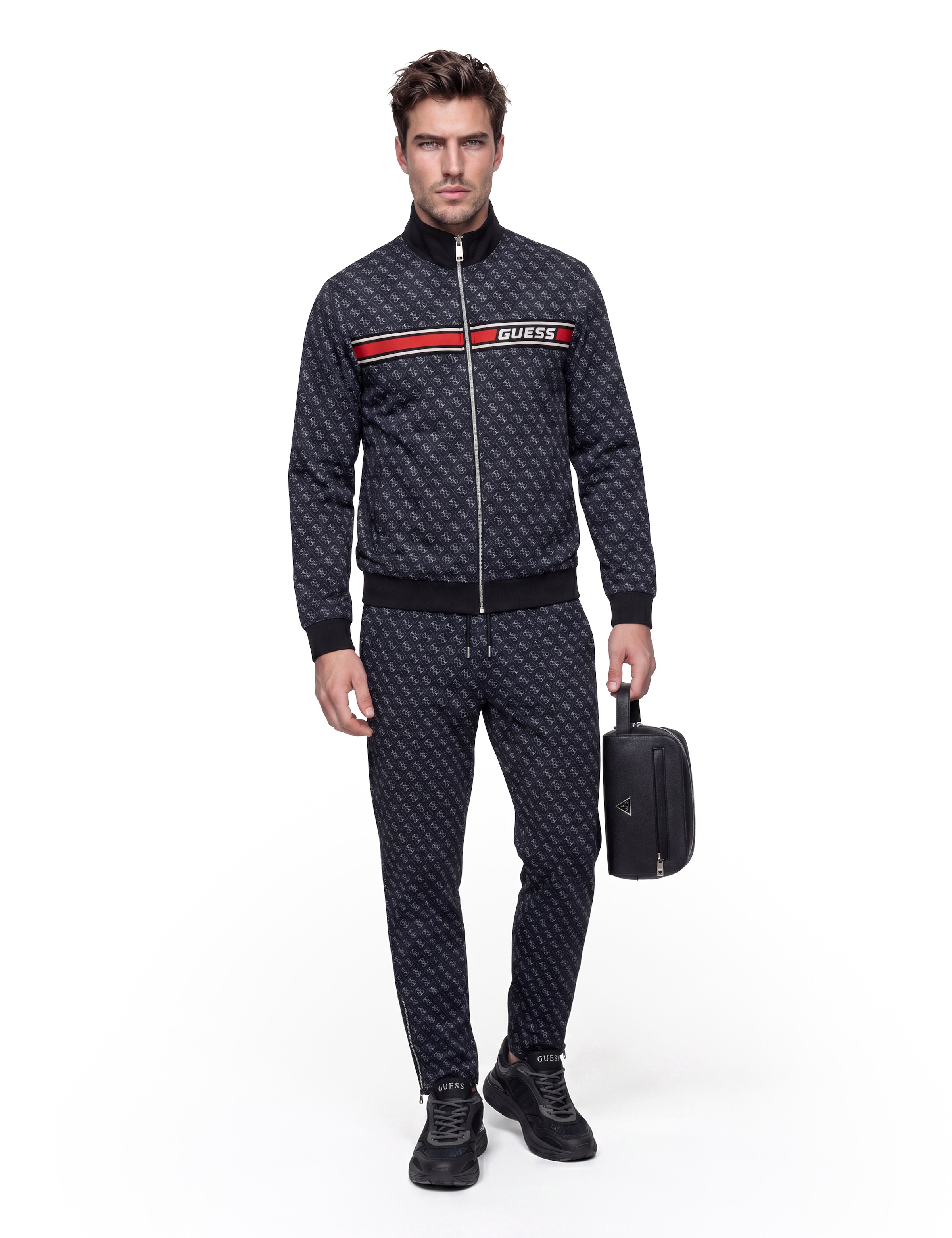Guess Sweatjacke »KORBIN« Stehkragen, Regular Fit, Eingrifftaschen