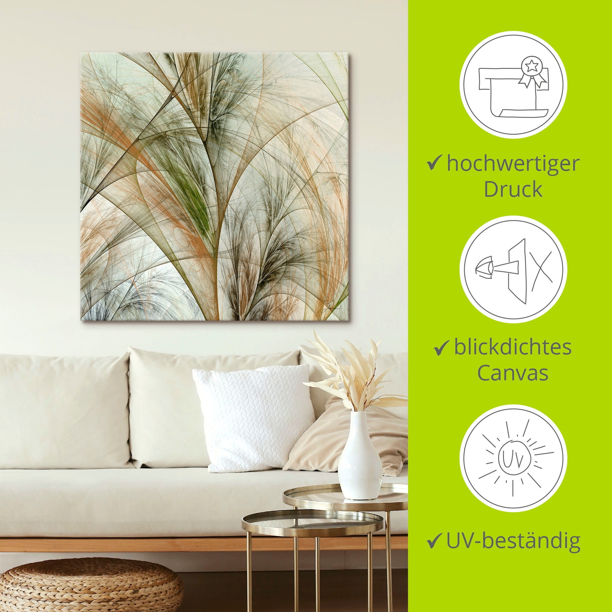 Artland Tableau sur toile »Fraktales Gras IV« Herbes 1 cuis tlg. tendu sur cadre en bois