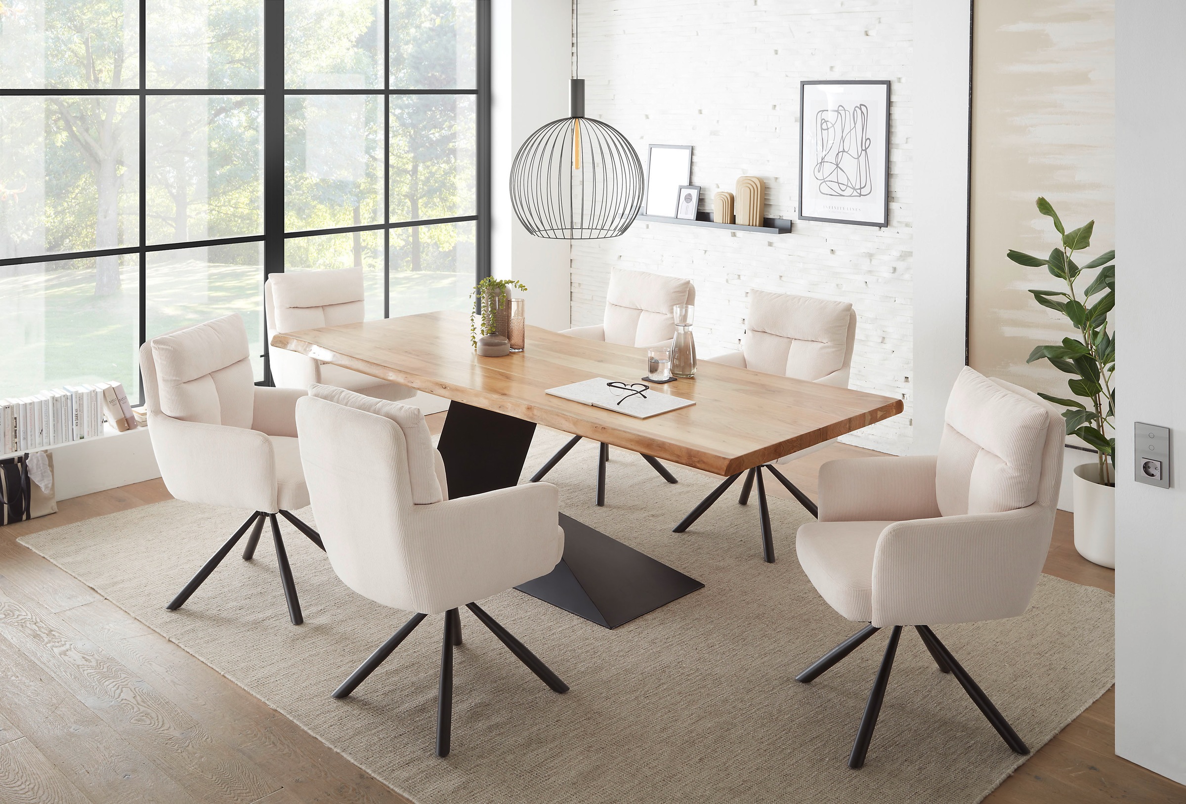 Stolkom Table de salle à manger »Alan Esszimmertisch Massivholz, wahlweise in 240 oder 200 cm breite« Akazie Massivholz, Flächenbelastung des Tisches ca. 90 kg