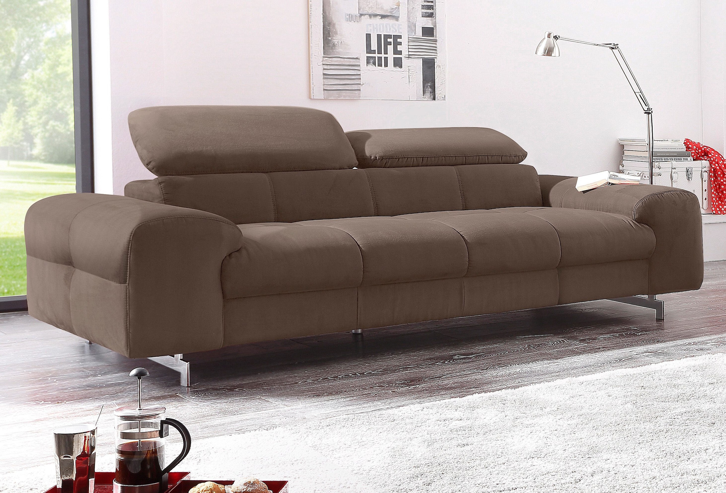 COTTA 3-places »Chef« Big-Sofa mit Kopfteilverstellung, edle Metallkufen