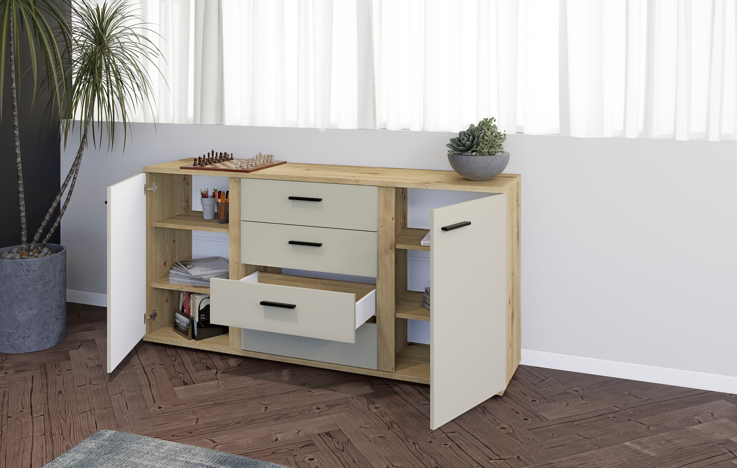 HBZ Sideboard »Kanada, BxHxT 170x84x40 cm« 1 cuis tlg. Breite 170cm, Unterflurauszug, Melaminbeschichtung
