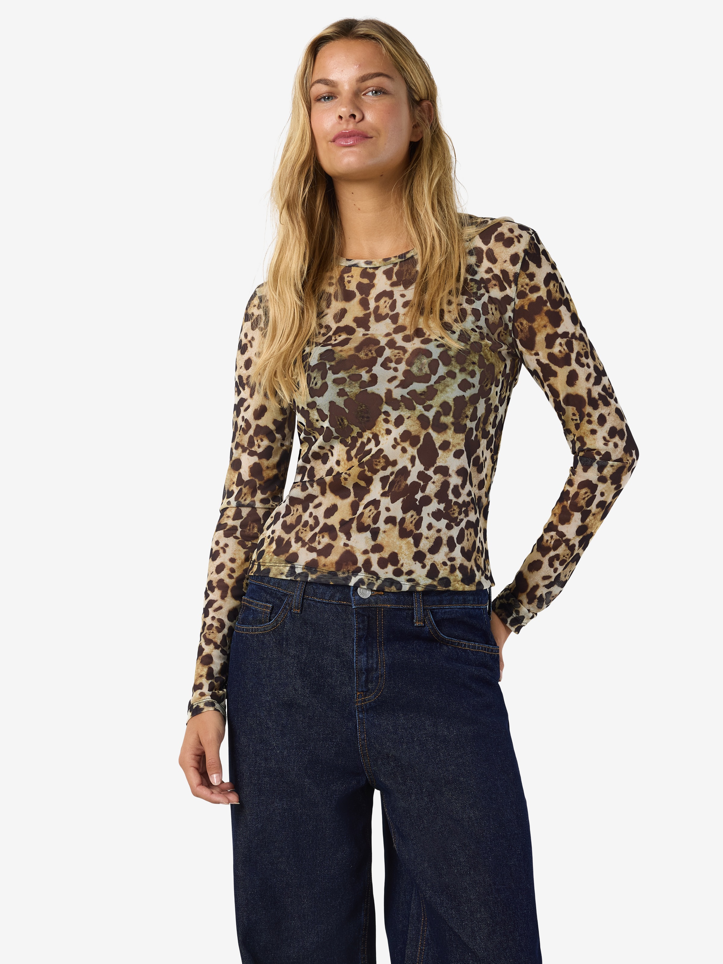 Noisy may Netzshirt »NMJUDITH L/S MESH TOP BG NOOS« transparent