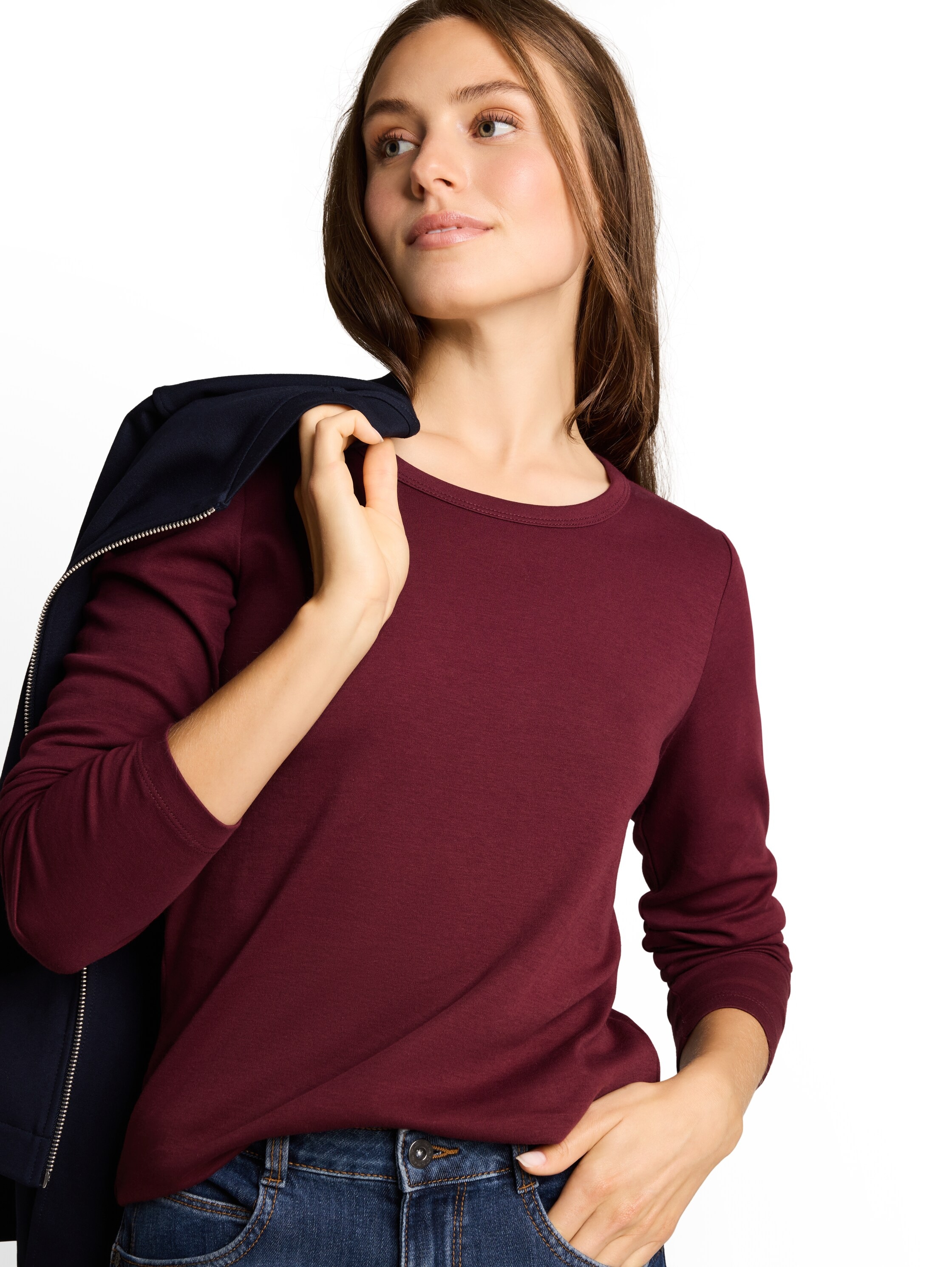 TOM TAILOR Langarmshirt »Regular« mit Rundhalsausschnitt und Stretch