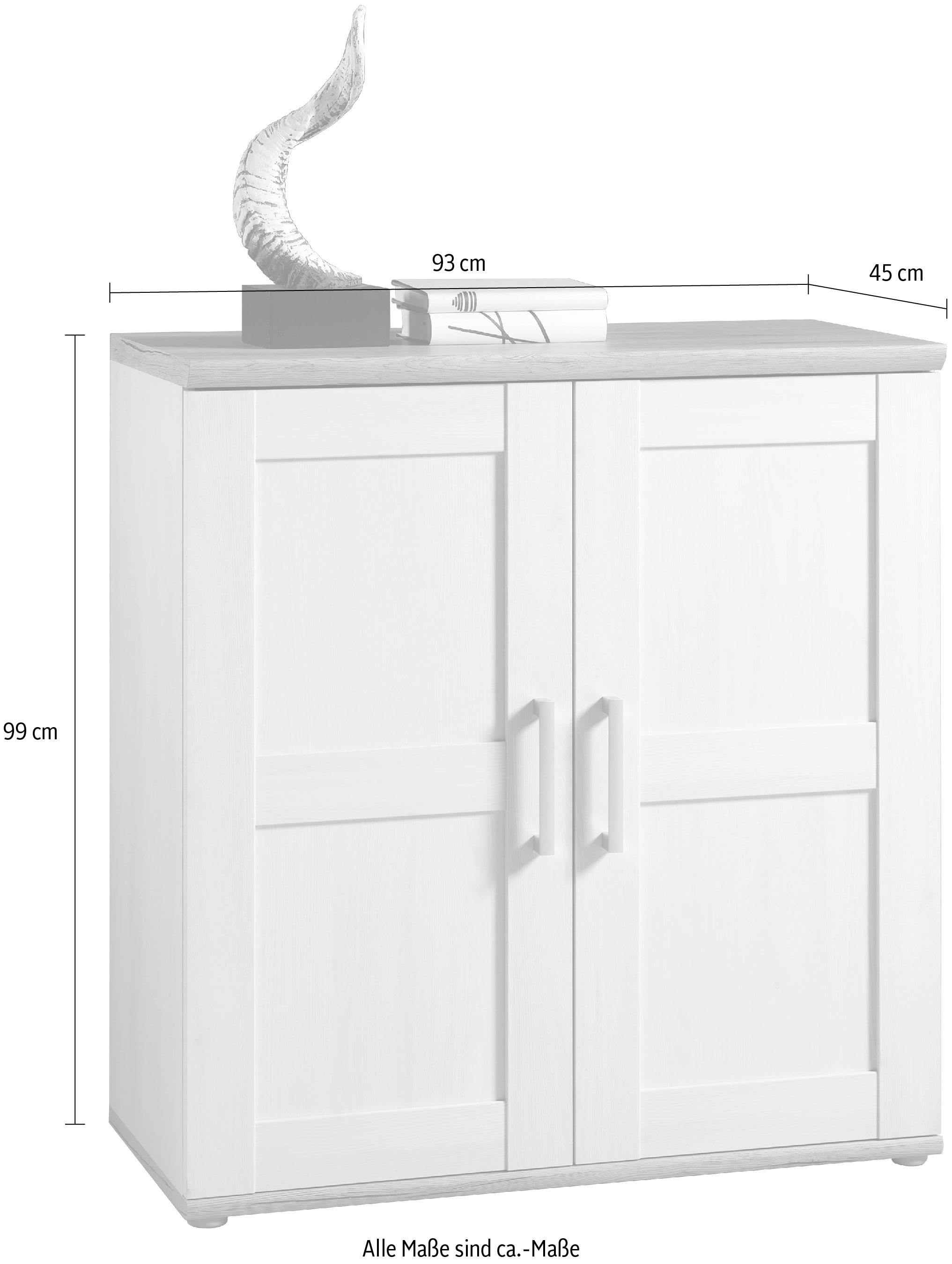 HBZ Commode »Romance im Landhaustil, BxHxT 93x99x45 cm« Schrank mit 2 Türen und 2 Einlegeböden