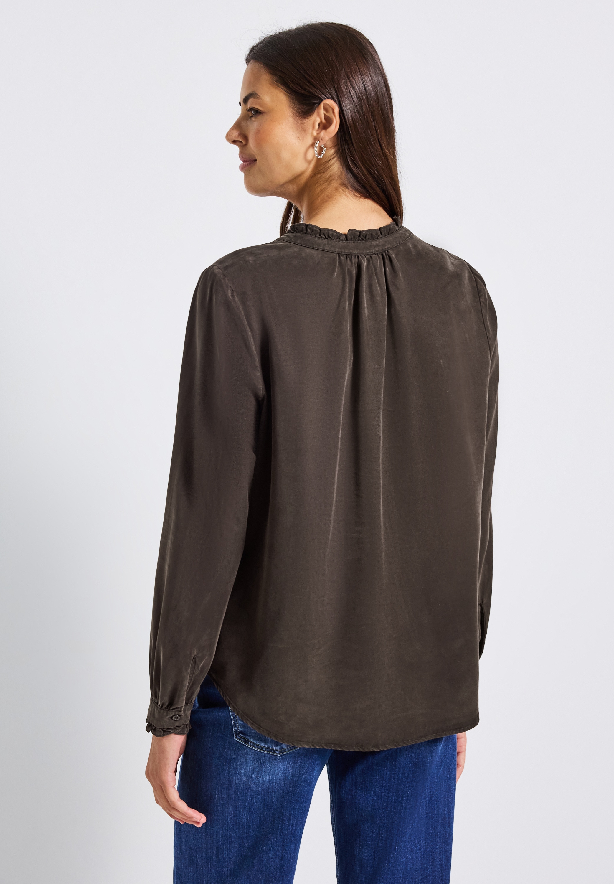 STREET ONE Blouse à manches longues , mit Rüschendetails, Washed Look
