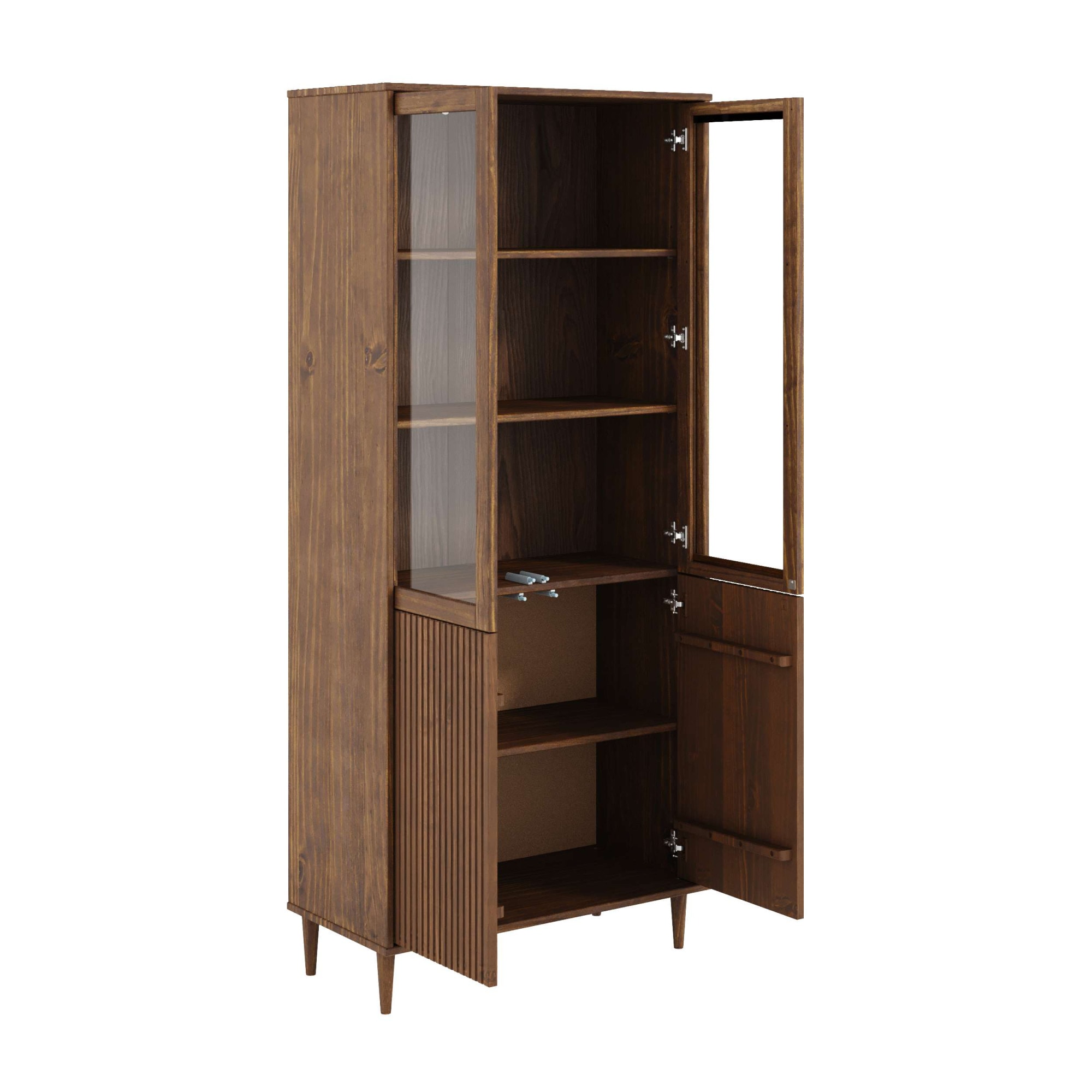 GOODproduct Vitrine »Malmedy Front mit gefrästen Rillen« aus massivem Kiefernholz, Push-to-open, FSC, Breite 80 cm, Höhe 180 cm