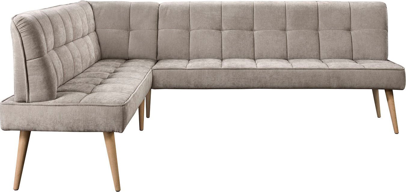 exxpo - sofa fashion Banc d'angle »Latte« couture moderne siège et dossier, confortable et élégant, pied en bois haut
