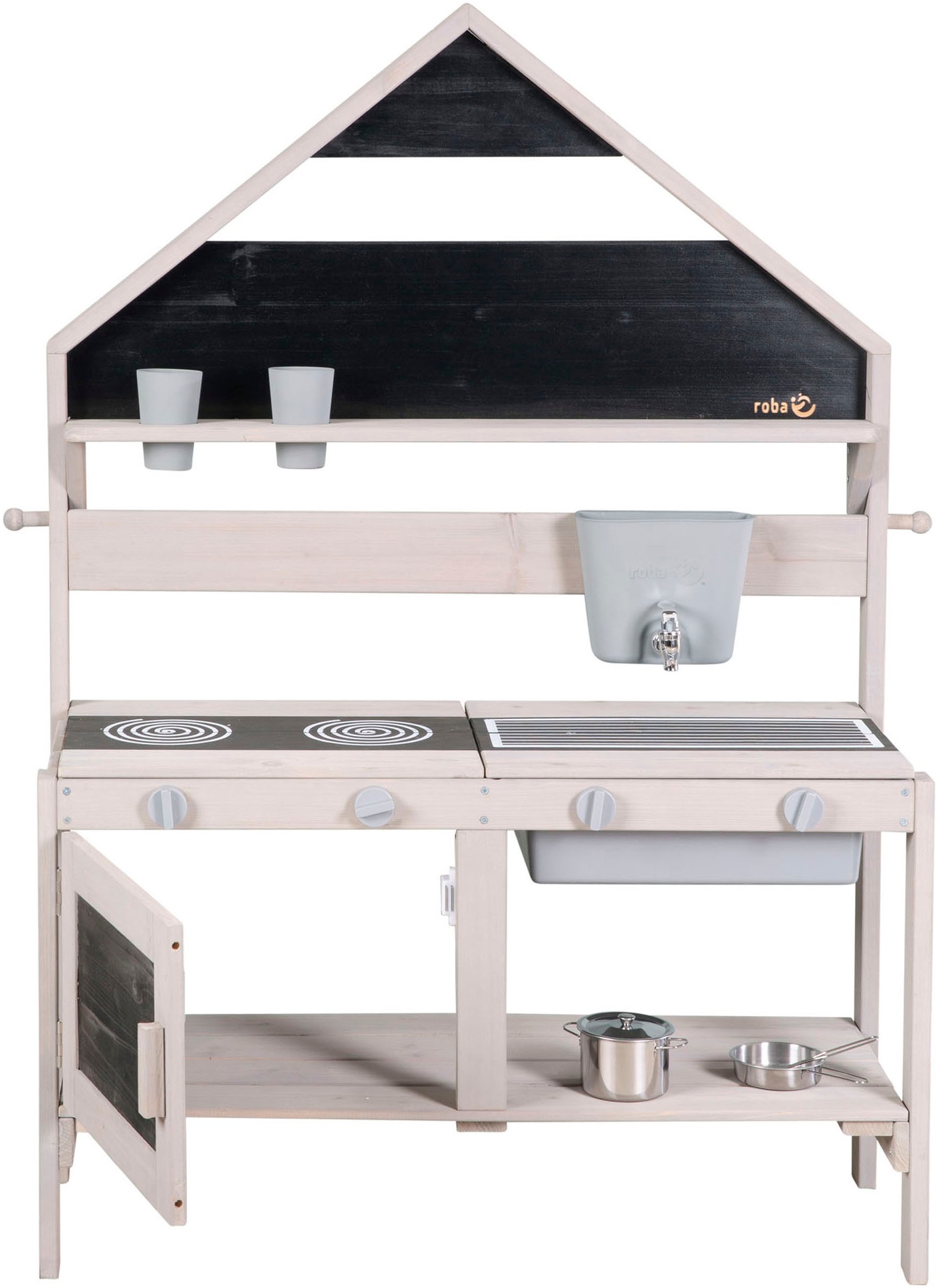 roba® Outdoor-Spielküche »Matschküche in Haus-Optik, grau lasiert, aus Holz« FSC® - schützt Wald