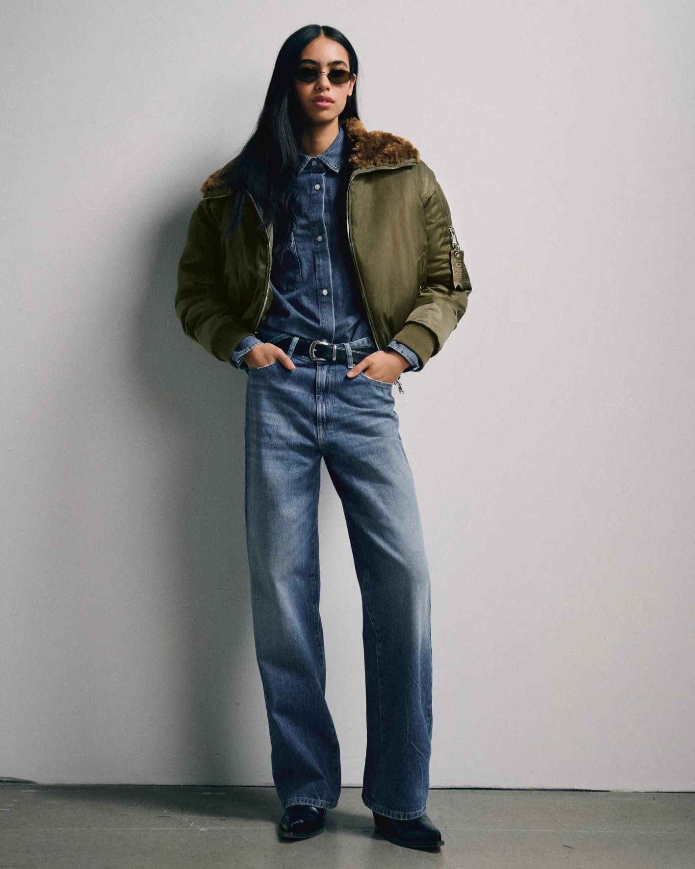 JOOP! Blouse en jean »Ude« coupe régulière avec col chemise et pli au dos,