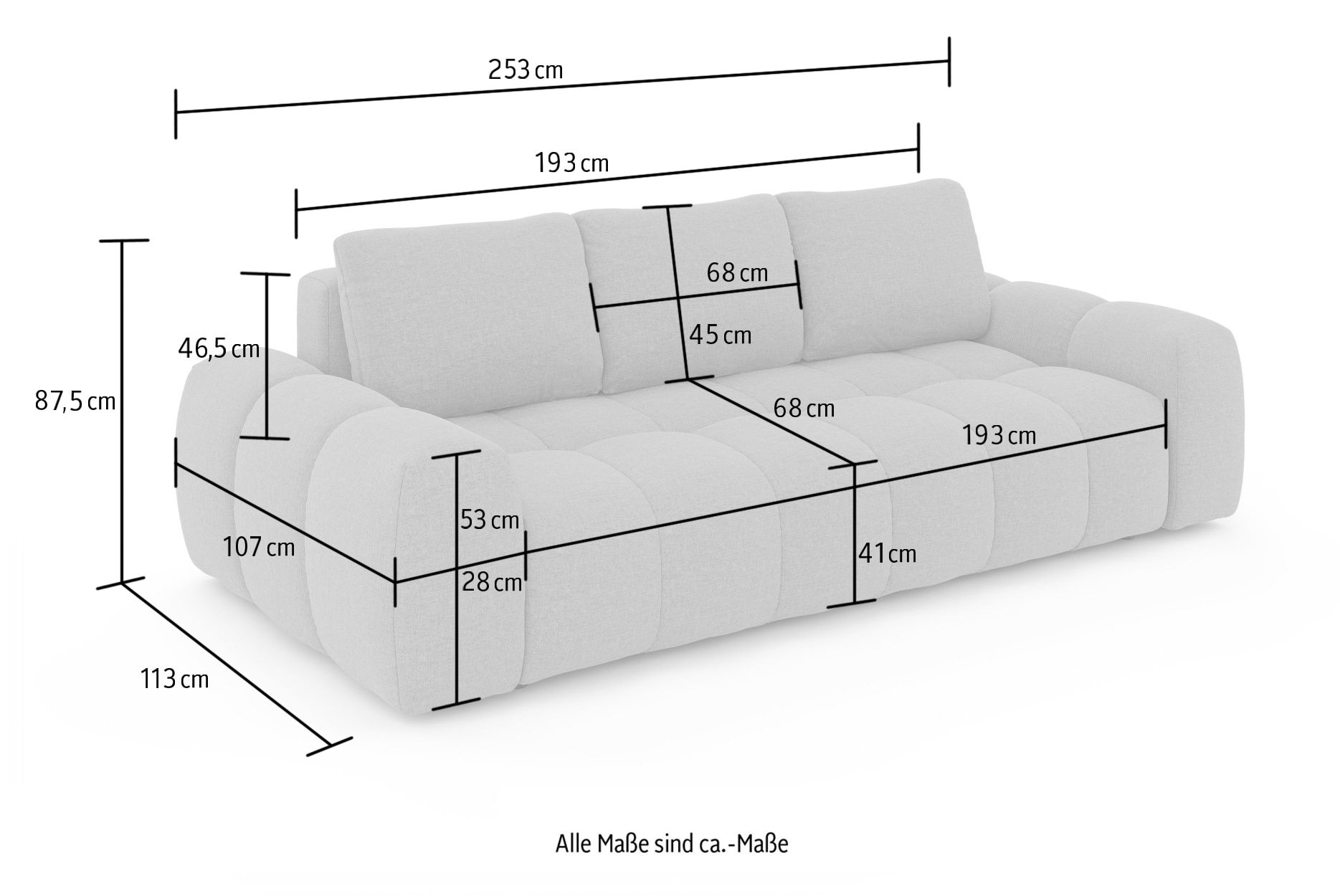 GOODproduct 3-Sitzer »AZITA optionale Schlafsofa mit Bettkasten, Breite 253cm« Sofa mit Wellenunterfederung, Bubble-Optik, Verlässliche Qualität