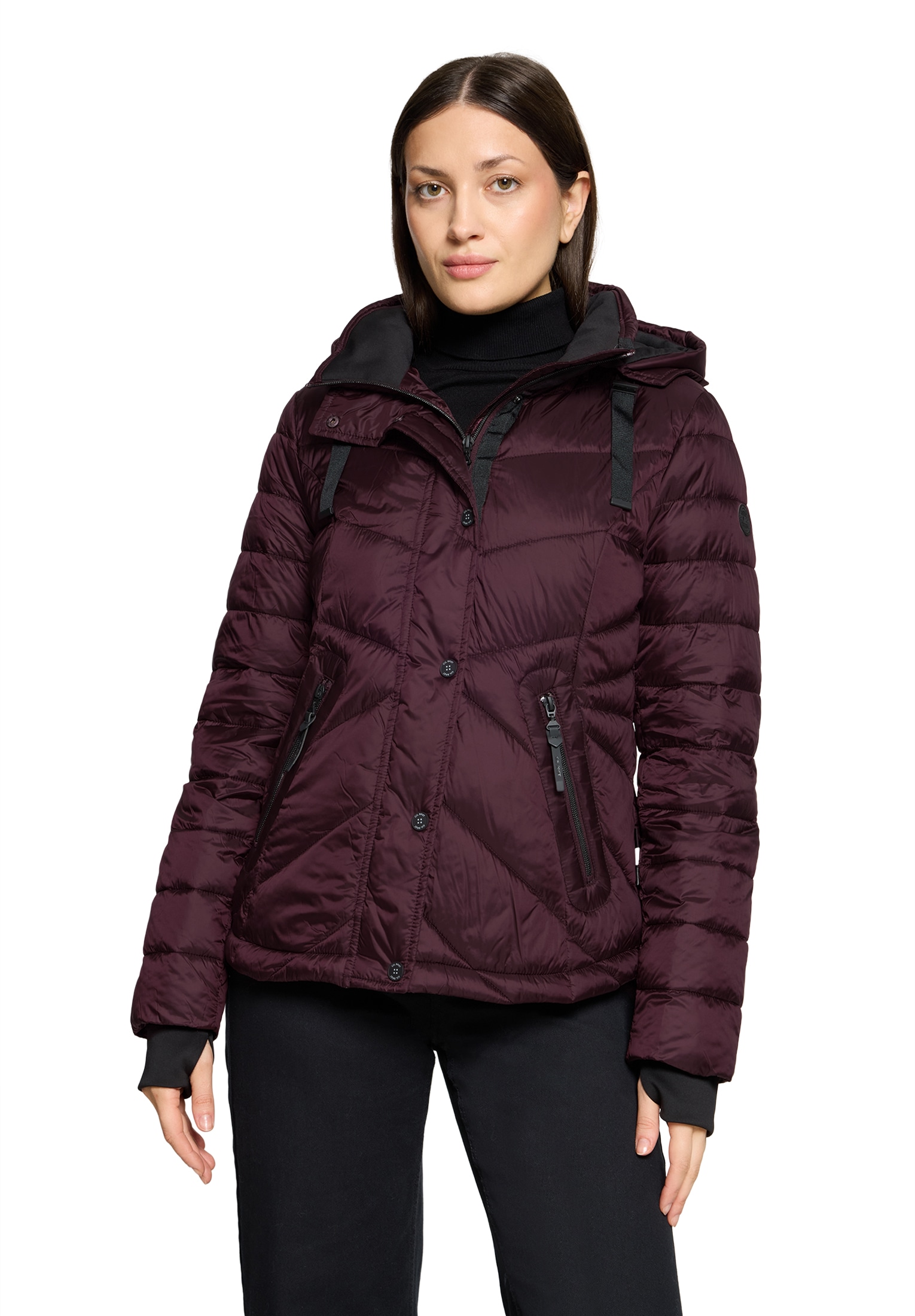 Gil Bret Steppjacke mit Kapuze mit abnehmbarer Kapuze und verdecktem Reissverschluss