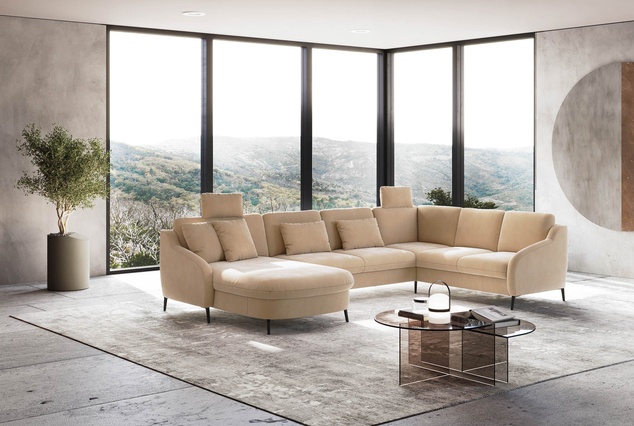 sit&more Wohnlandschaft »Soul U-Form« wahlweise mit Bettfunktion und Bettkasten oder Schubkasten