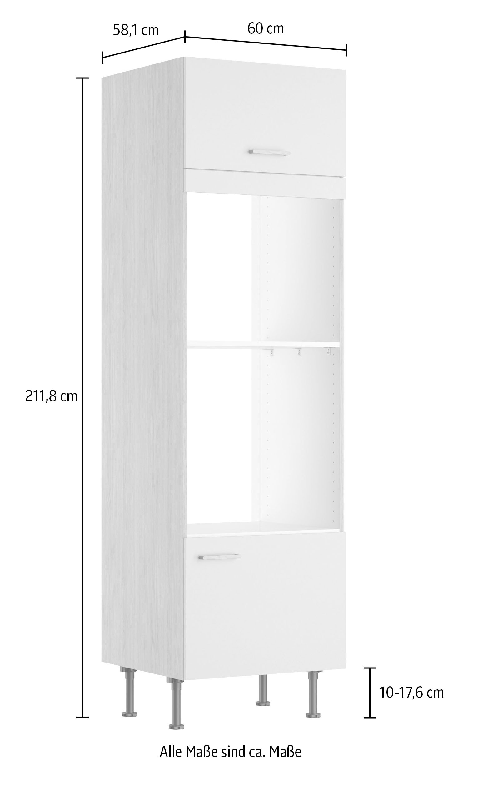 KOCHSTATION Mikrowellenumbauschrank »KS-Lucy« Breite 60 cm, mit 1 Tür, 1 Klappe, Soft-Close, höhenverstellbare Füsse