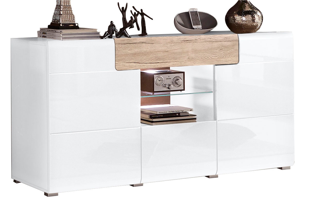 INOSIGN Sideboard »Toledo,Breite 159cm,moderne Anrichte mit dekorative Fräsungen,grifflos« Kommode viel Stauraum, Einlegeböden verstellbar,ohne Beleuchtung