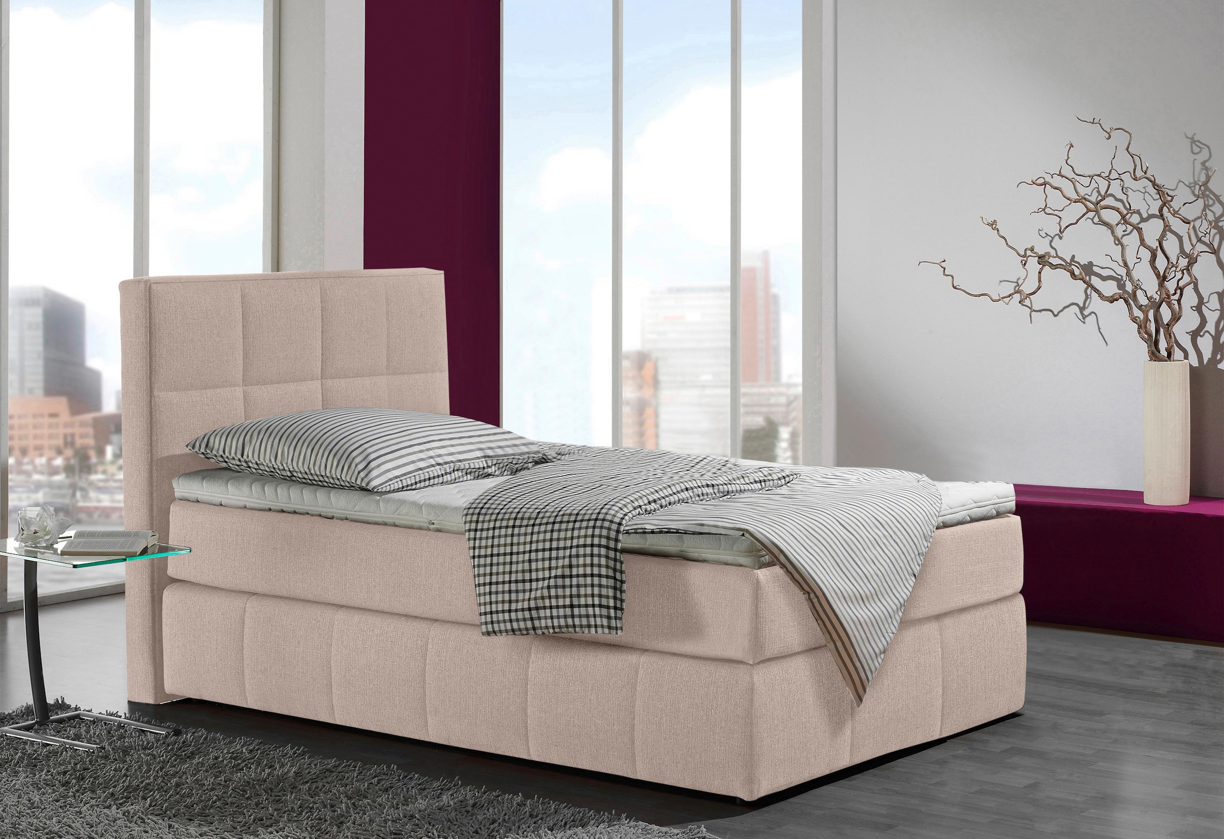 Home affaire Lit boxspring »Casano« avec fine matelassage, en 3 types de matelas, 2 degrés de fermeté et 5 couleurs