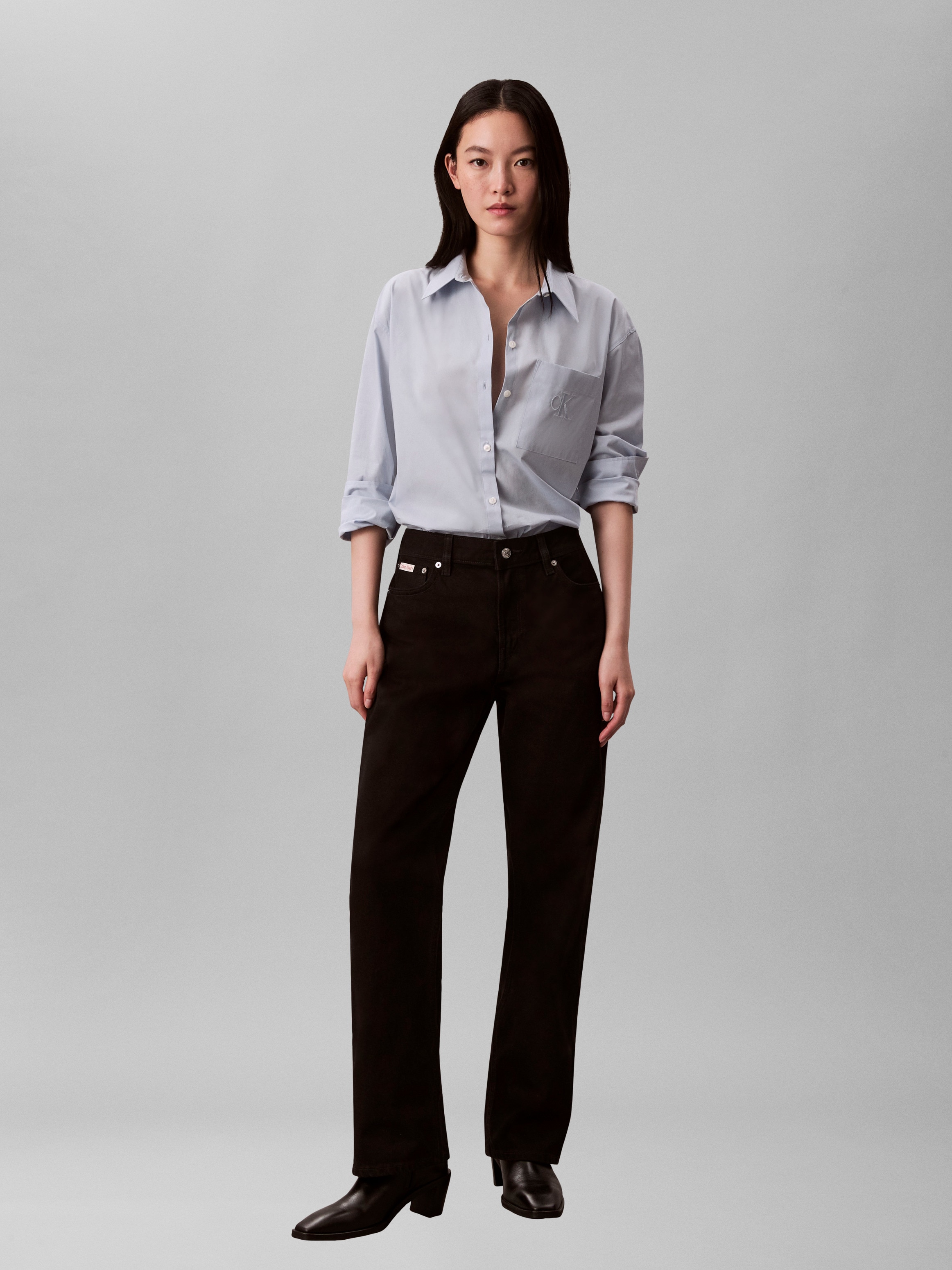 Calvin Klein Jeans Blouse chemise relaxte Passform, Stickerei auf der Brusttasche