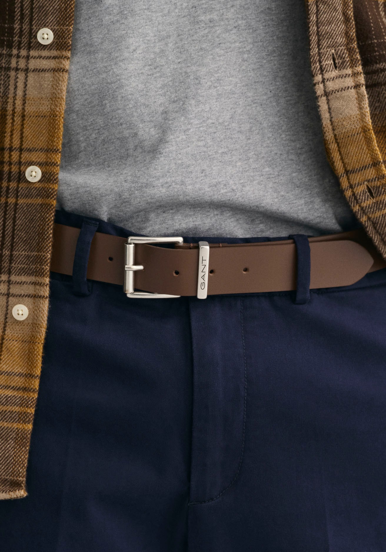 Gant »LOGO LEATHER BELT« mit silberner Schnalle, Dornschliesse, 100% Echt Leder, Langlebig