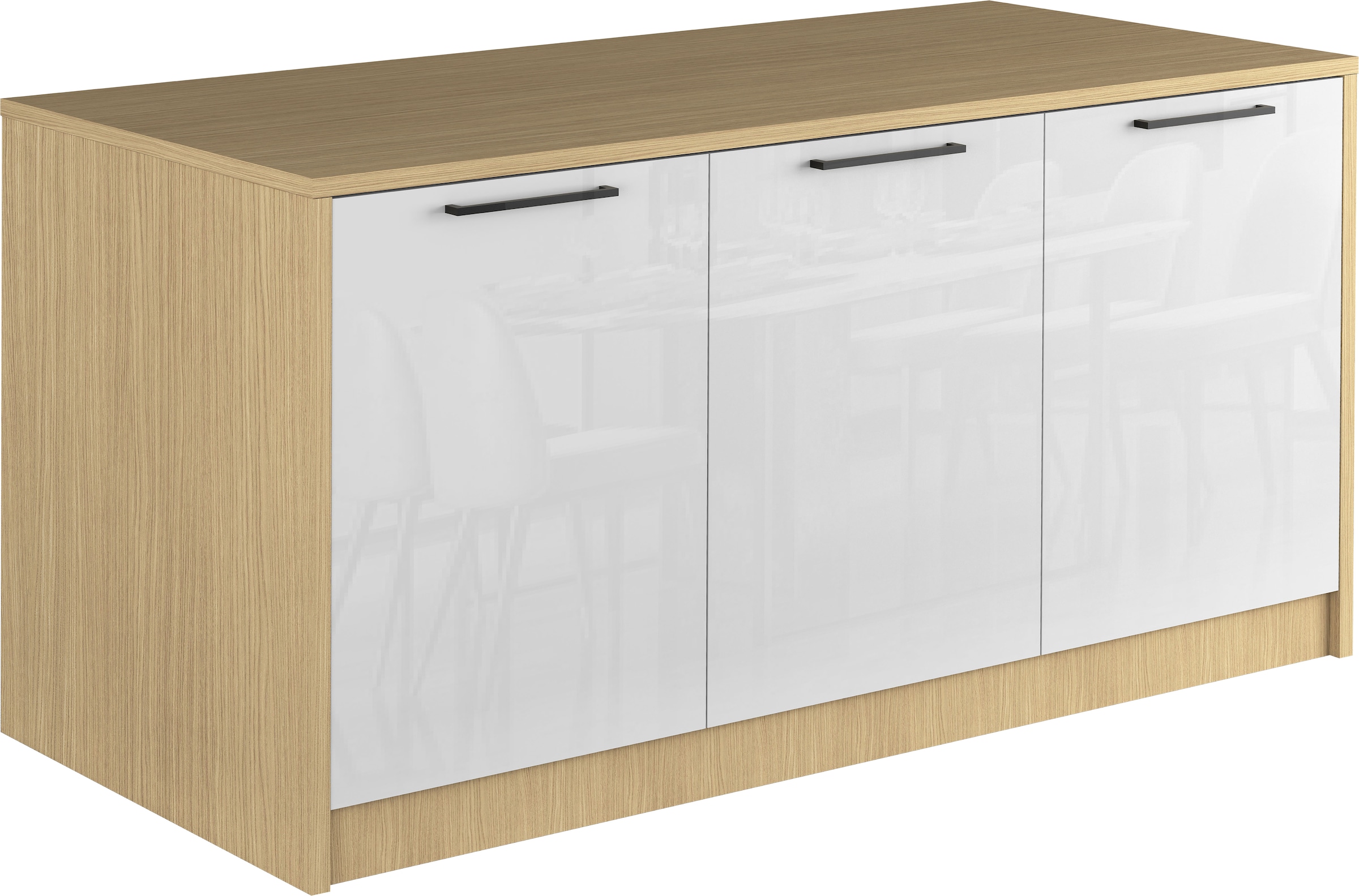 KOCHSTATION Kücheninsel »KS-Luna« Breite 170 cm, 3 Türen, 6 Innenfächer, 3 Essplätze, gedämpfte Türen